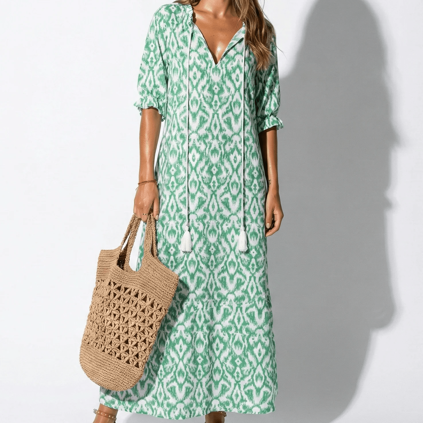 Riley - Women's Floral V - Neck Maxi Dress - Dress - Green - Taylor & Bennett