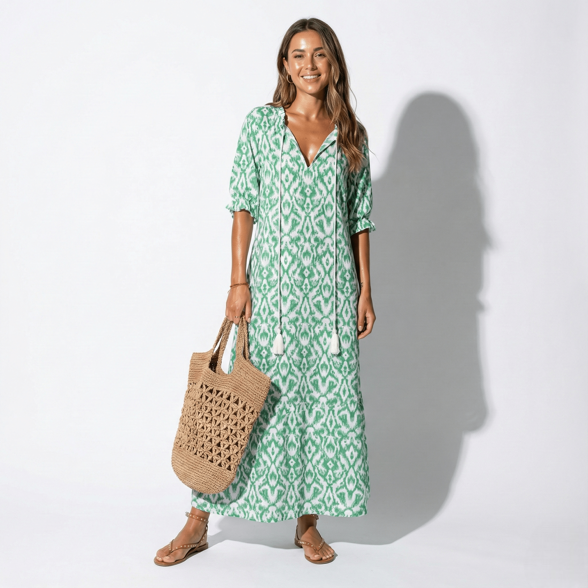 Riley - Women's Floral V - Neck Maxi Dress - Dress - Green - Taylor & Bennett