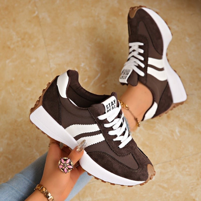Riley - Women's Retro Chunky Sole Low-Top Trainers - Trainers - Brown - Taylor & Bennett