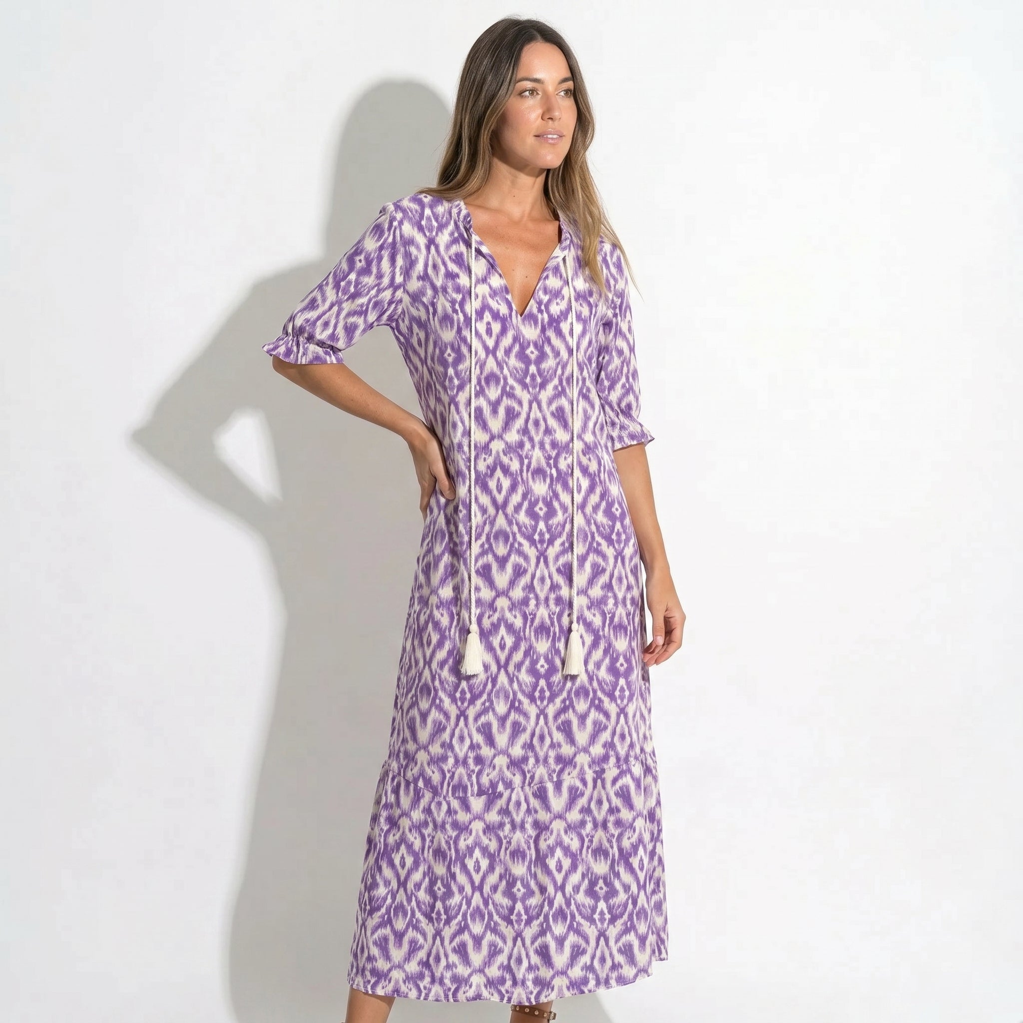 Riley - Women's Summer V - Neck Maxi Dress - Dress - Purple - Taylor & Bennett