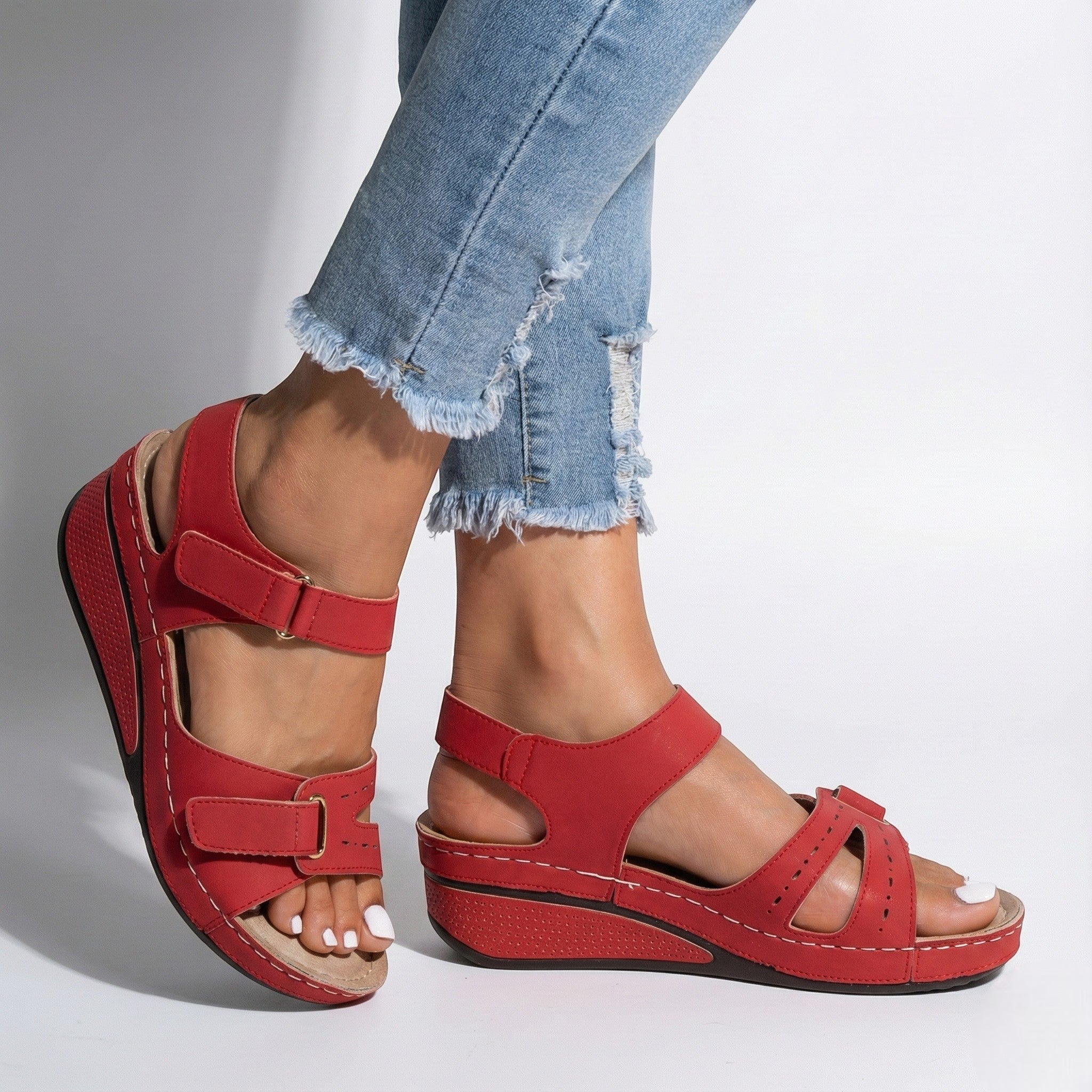 Rosie - Women's Lightweight Orthopaedic Summer Sandals - Footwear - Red - Taylor & Bennett
