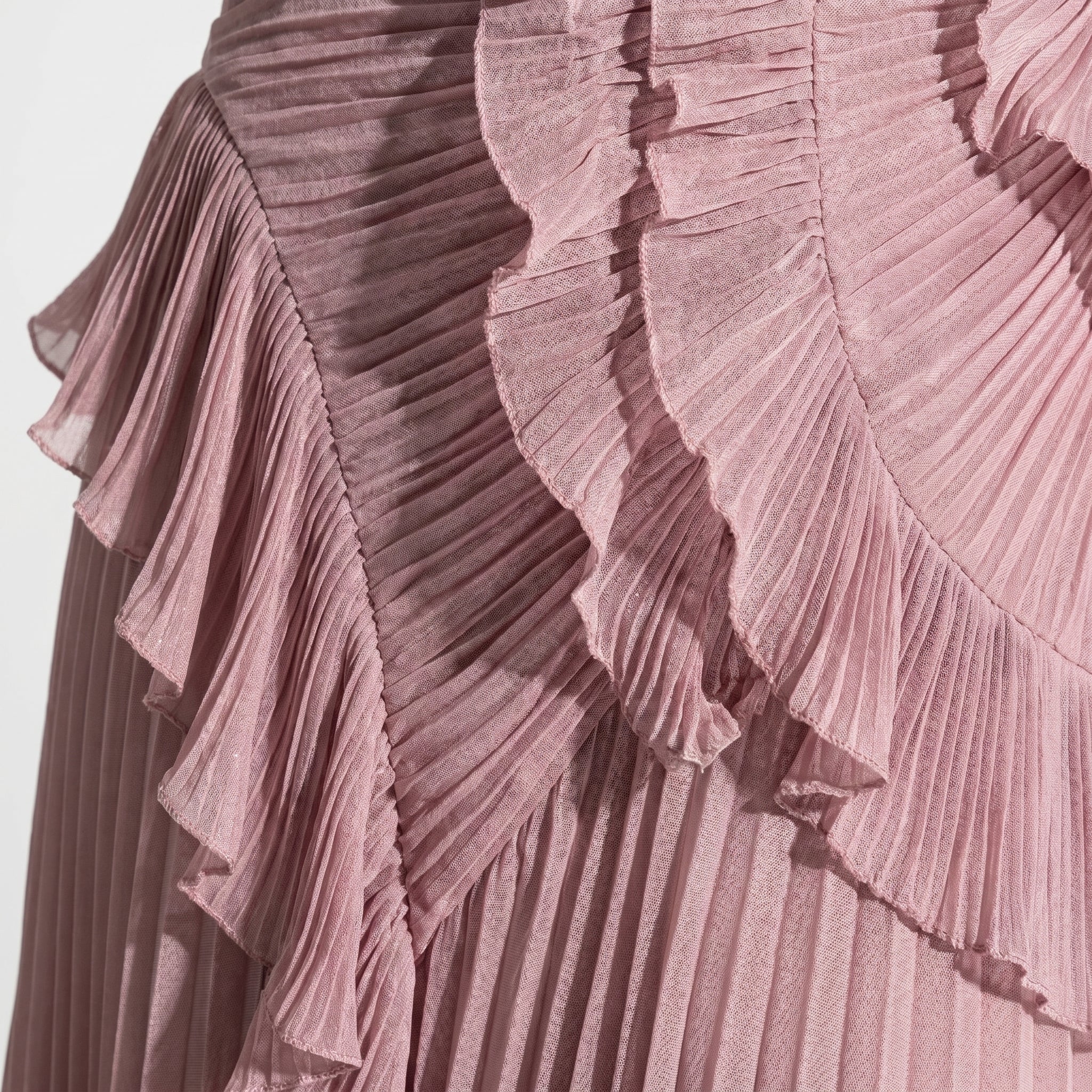 Ruby - Women's Halter Neck Ruffle Pleated Maxi Dress - Dresses - Pink - Taylor & Bennett