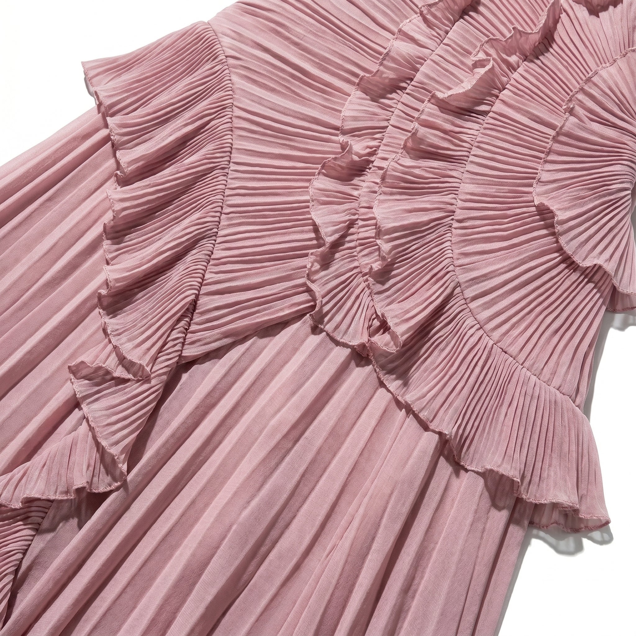Ruby - Women's Halter Neck Ruffle Pleated Maxi Dress - Dresses - Pink - Taylor & Bennett