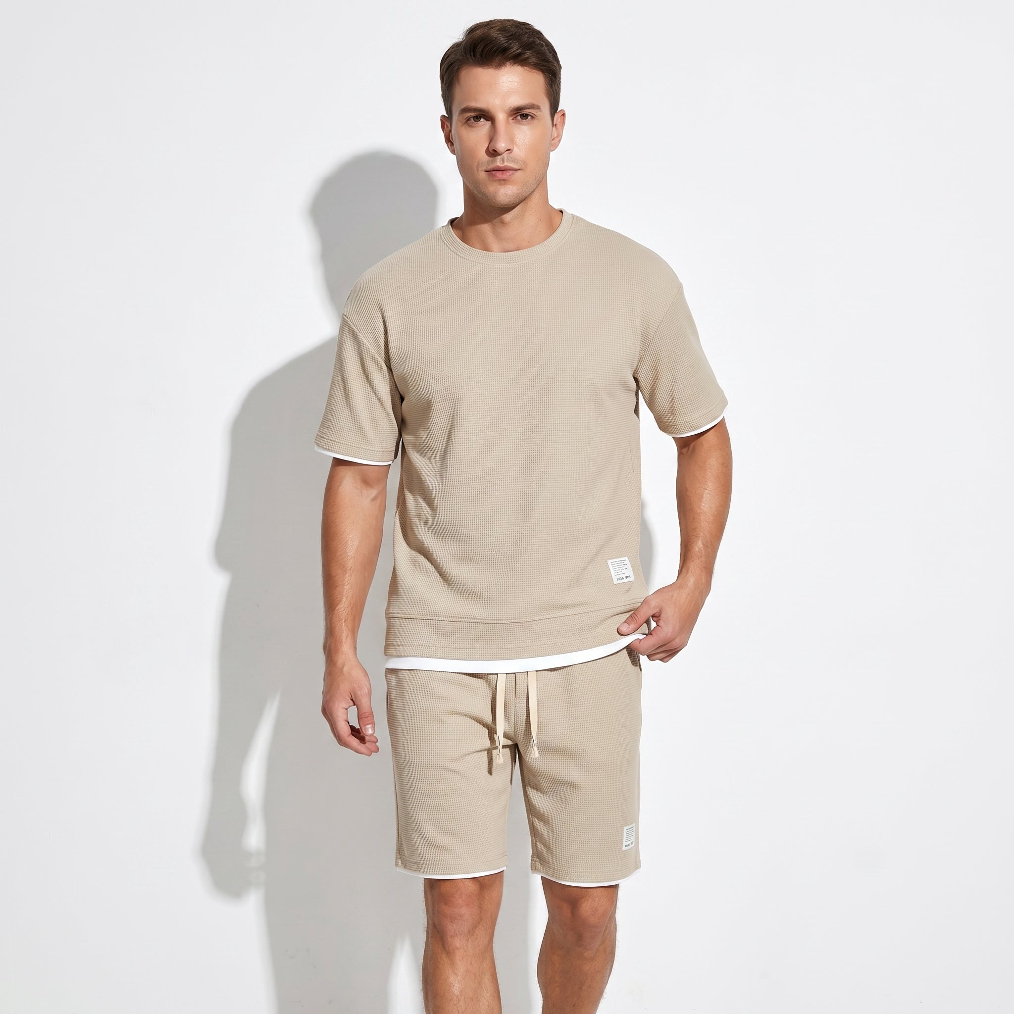 Ryan - Men's Relaxed Fit Co - Ord Set - Sets for Men - Beige - Taylor & Bennett