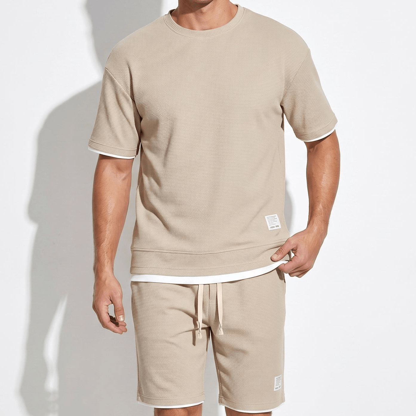 Ryan - Men's Relaxed Fit Co - Ord Set - Sets for Men - Beige - Taylor & Bennett
