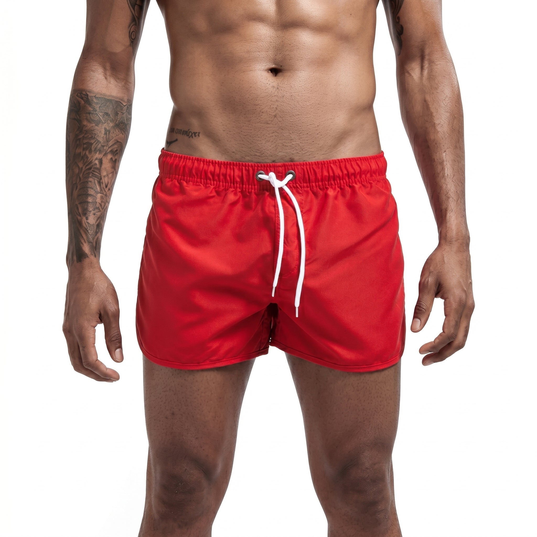 Samuel - Men's Summer Drawstring Swim Shorts - Red - Taylor & Bennett