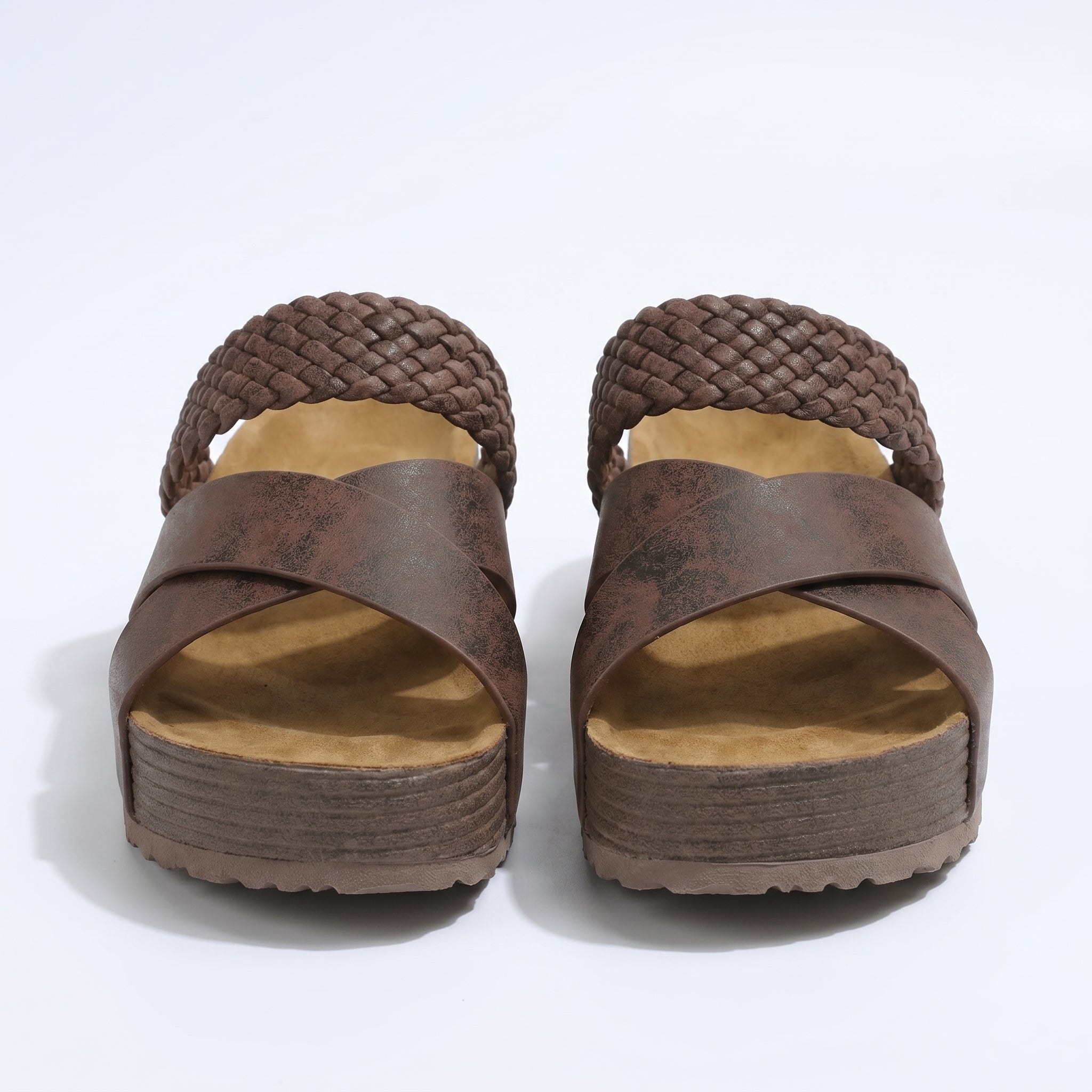 Savannah - Woman's Criss - Cross Strap Wedge Sandals - Footwear - Brown - Taylor & Bennett