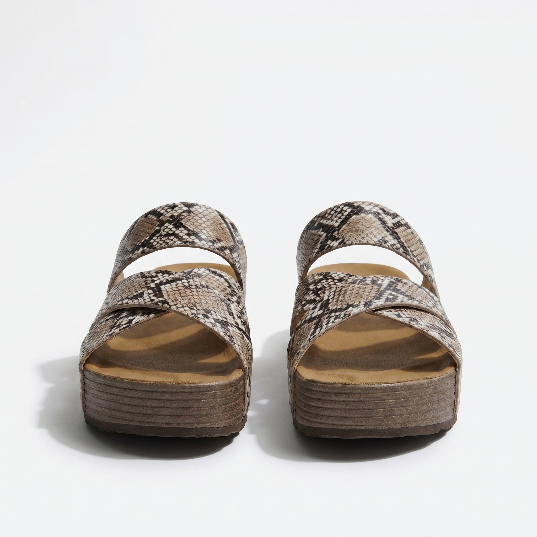 Savannah - Woman's Criss - Cross Strap Wedge Sandals - Footwear - Light Brown - Taylor & Bennett