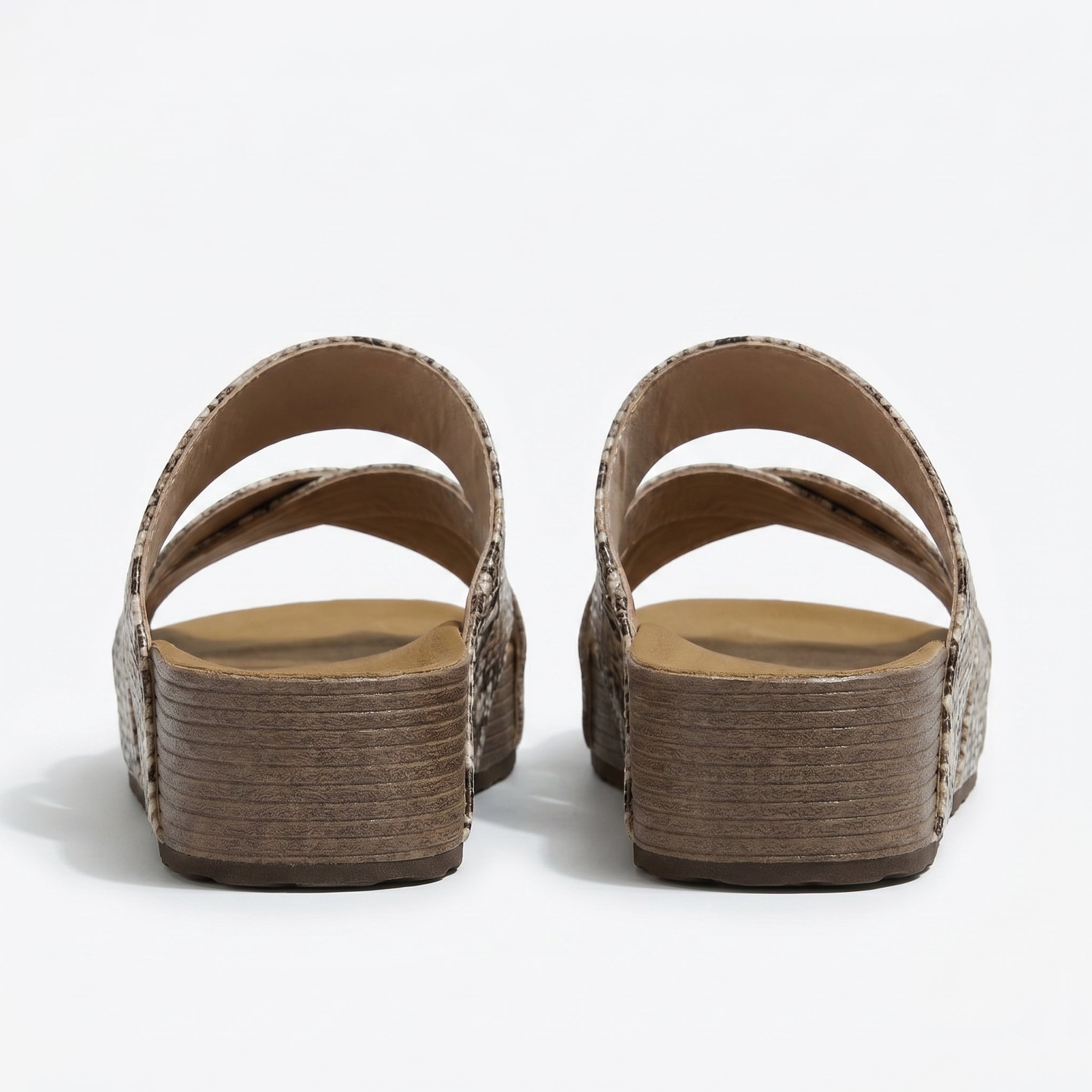 Savannah - Woman's Criss - Cross Strap Wedge Sandals - Footwear - Light Brown - Taylor & Bennett