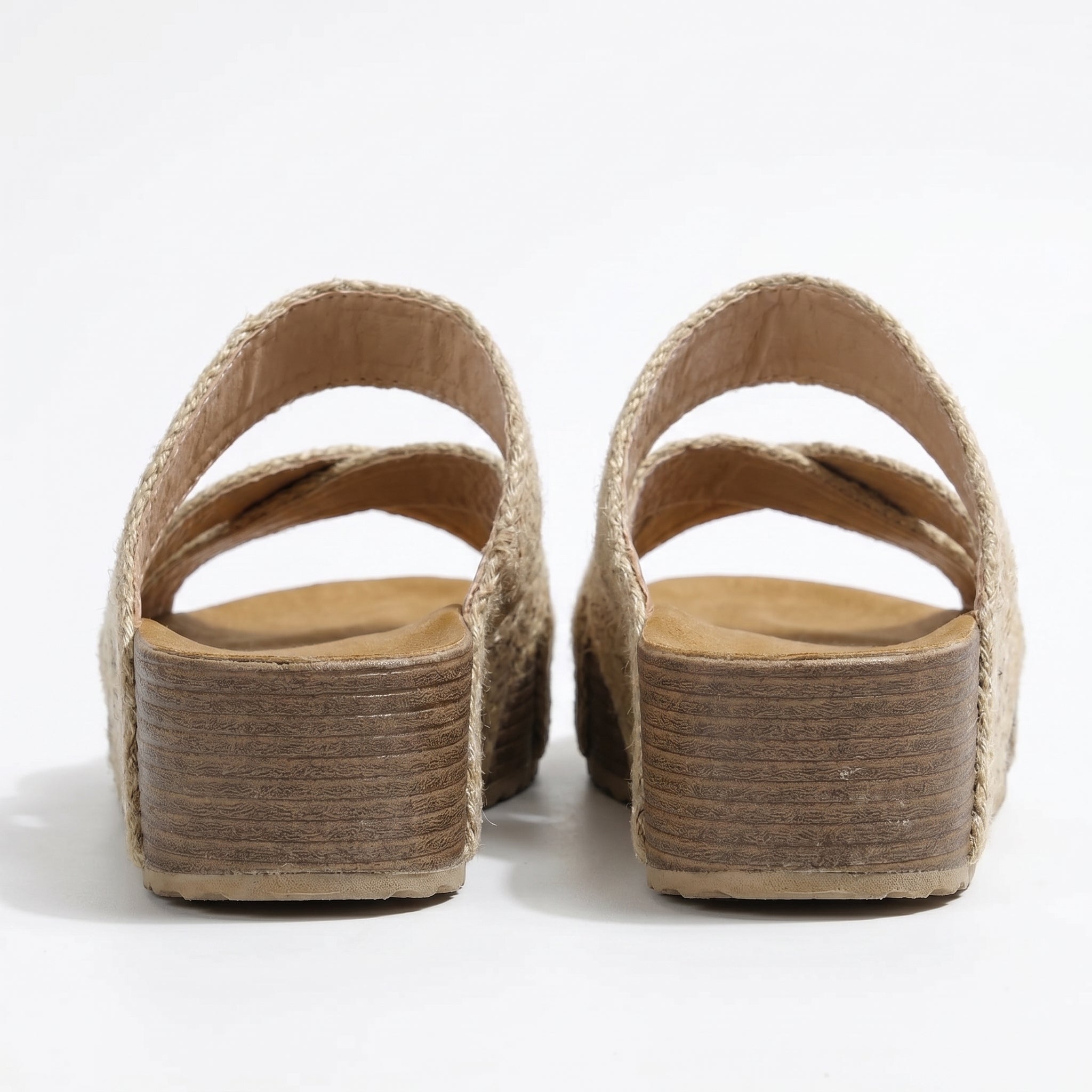 Savannah - Woman's Criss - Cross Strap Wedge Sandals - Footwear - Beige - Taylor & Bennett