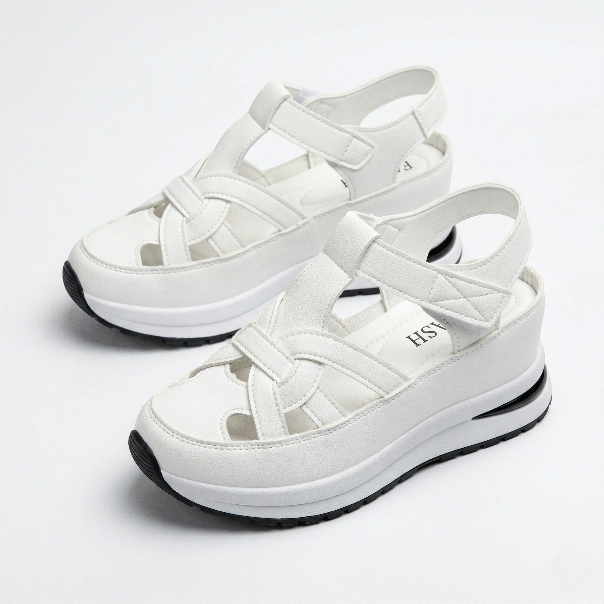 Serena - Women's Platform Sandals with Cut - Out Straps - Sandals - White - Taylor & Bennett