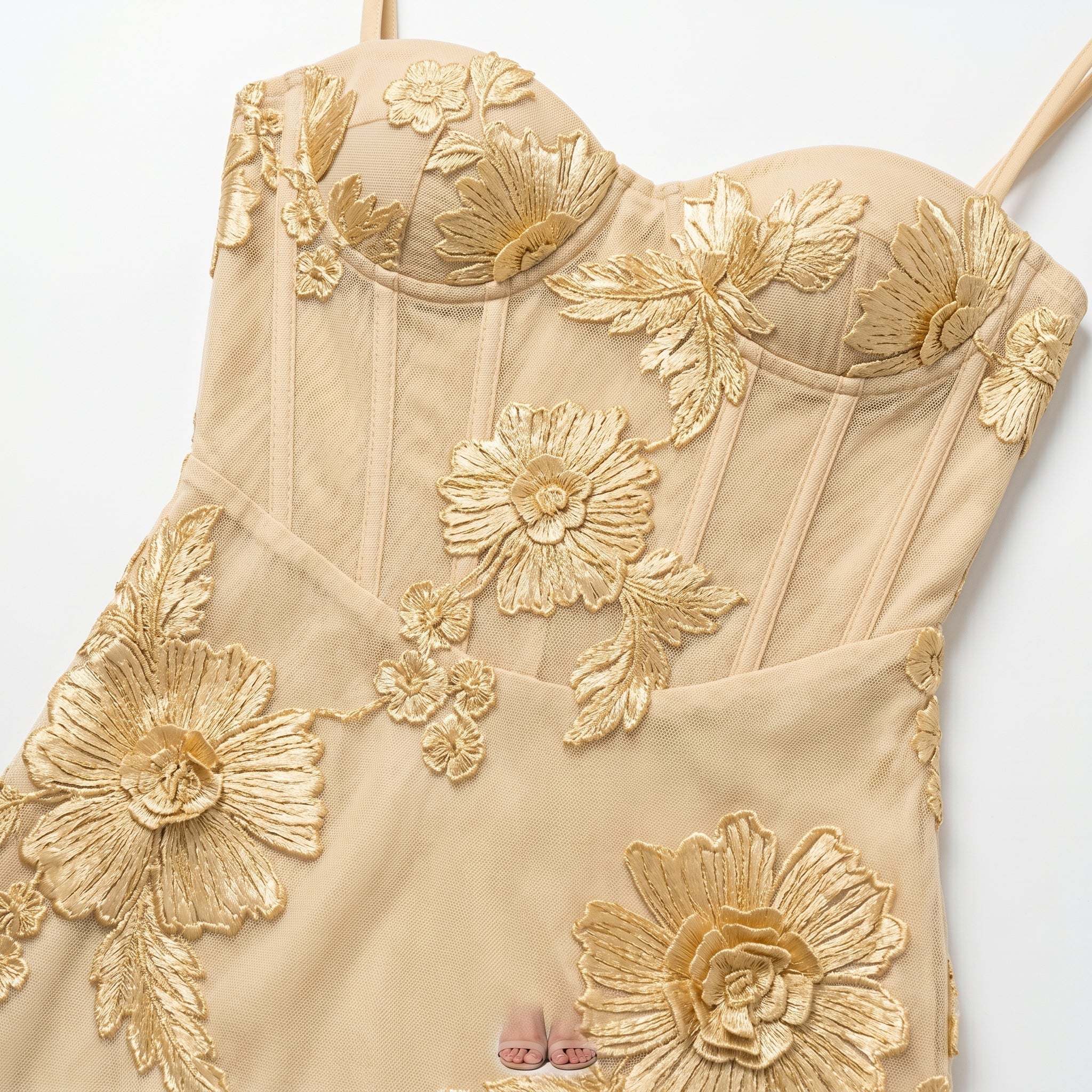 Sofia - Women's Evening Floral Sweetheart Maxi Dress with Straps - Maxi Dress - Yellow - Taylor & Bennett