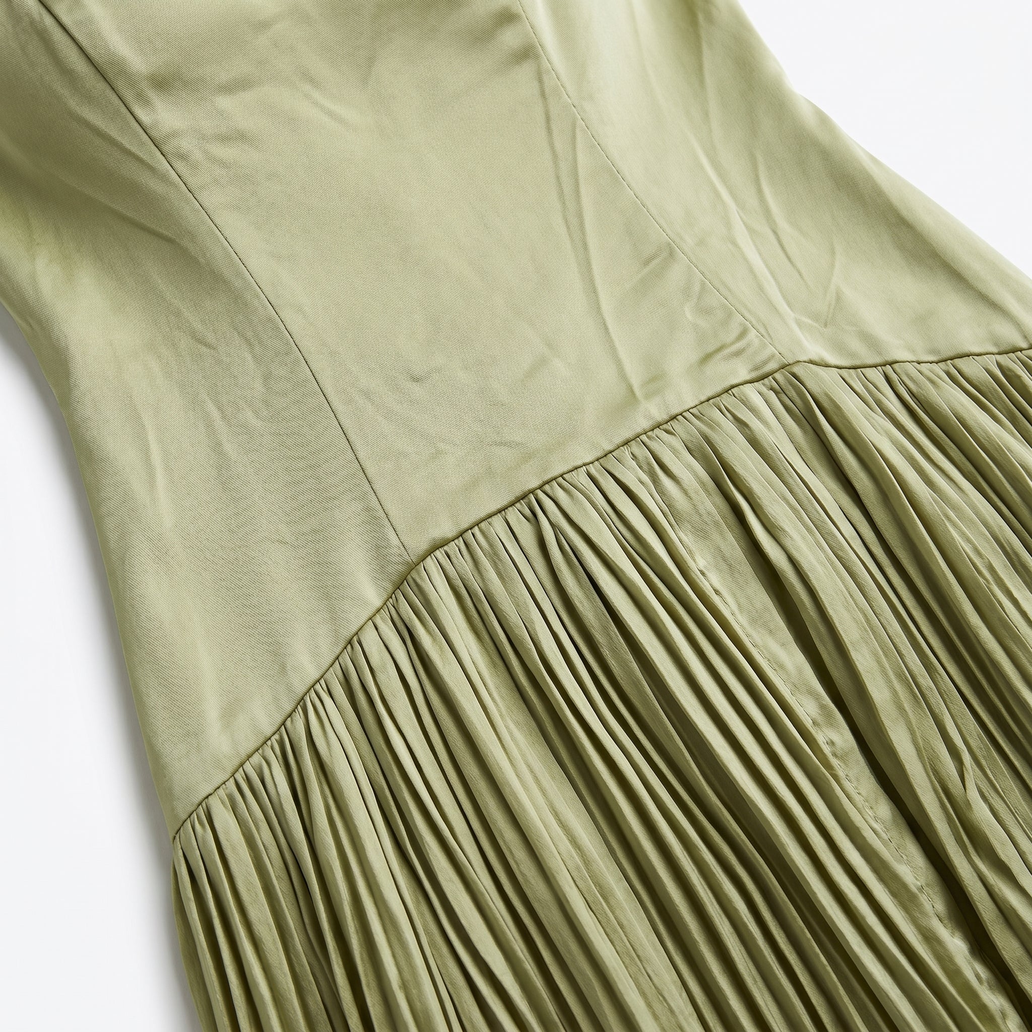 Sofia - Women's Wedding Guest Strapless Pleated Midi Dress - Midi Dress - Green - Taylor & Bennett