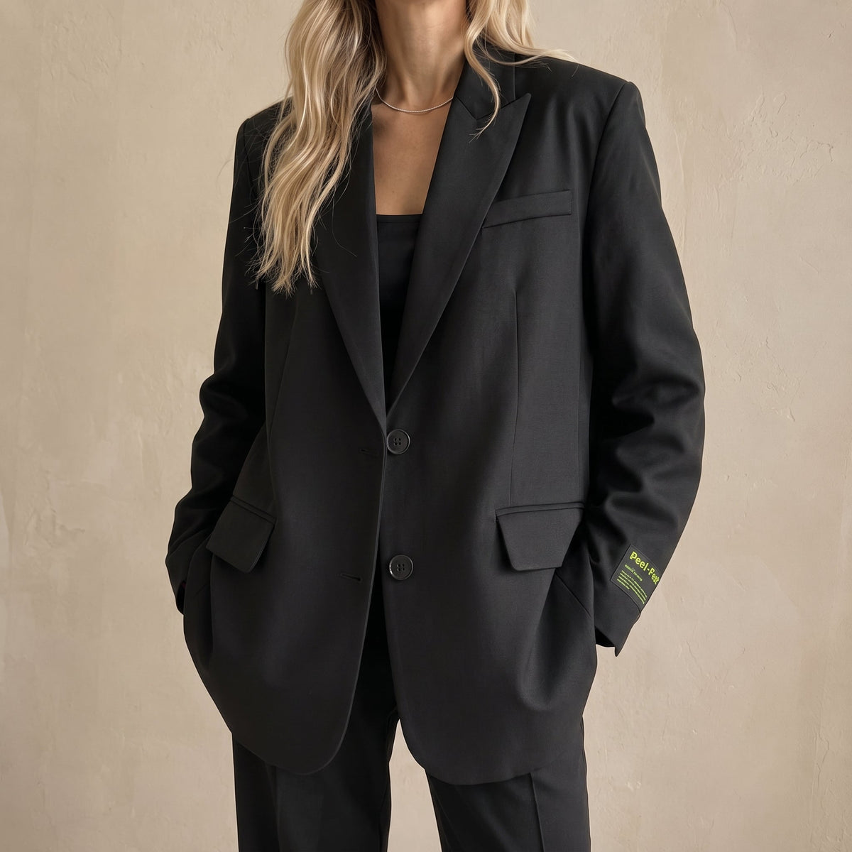 Sophie - Women's Oversized Double-Breasted Blazer with Notched Lapel - Blazers - Black - Taylor & Bennett