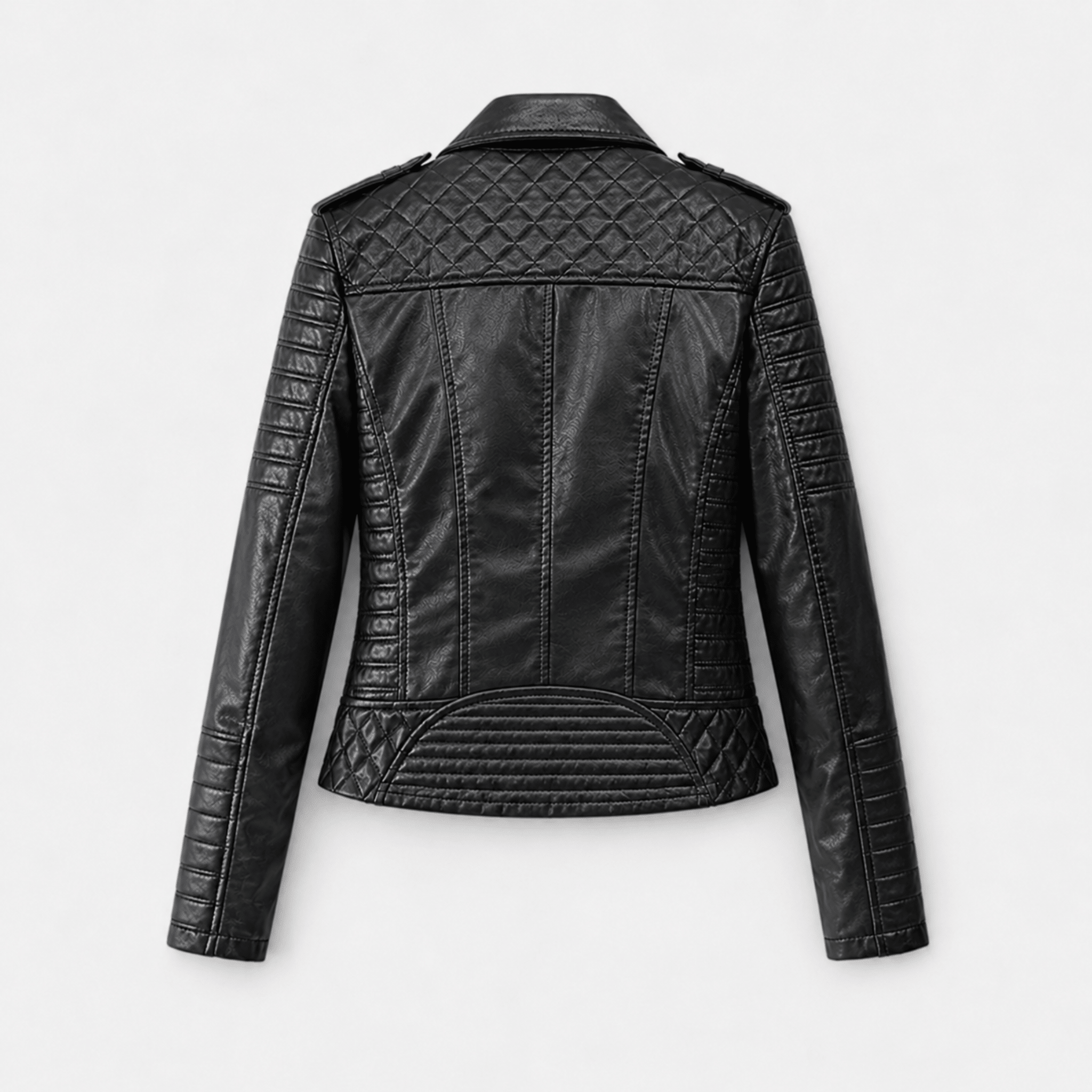 Sophie - Women's Quilted Biker Jacket with Zip Pockets - Motorcycle Outerwear - Black - Taylor & Bennett