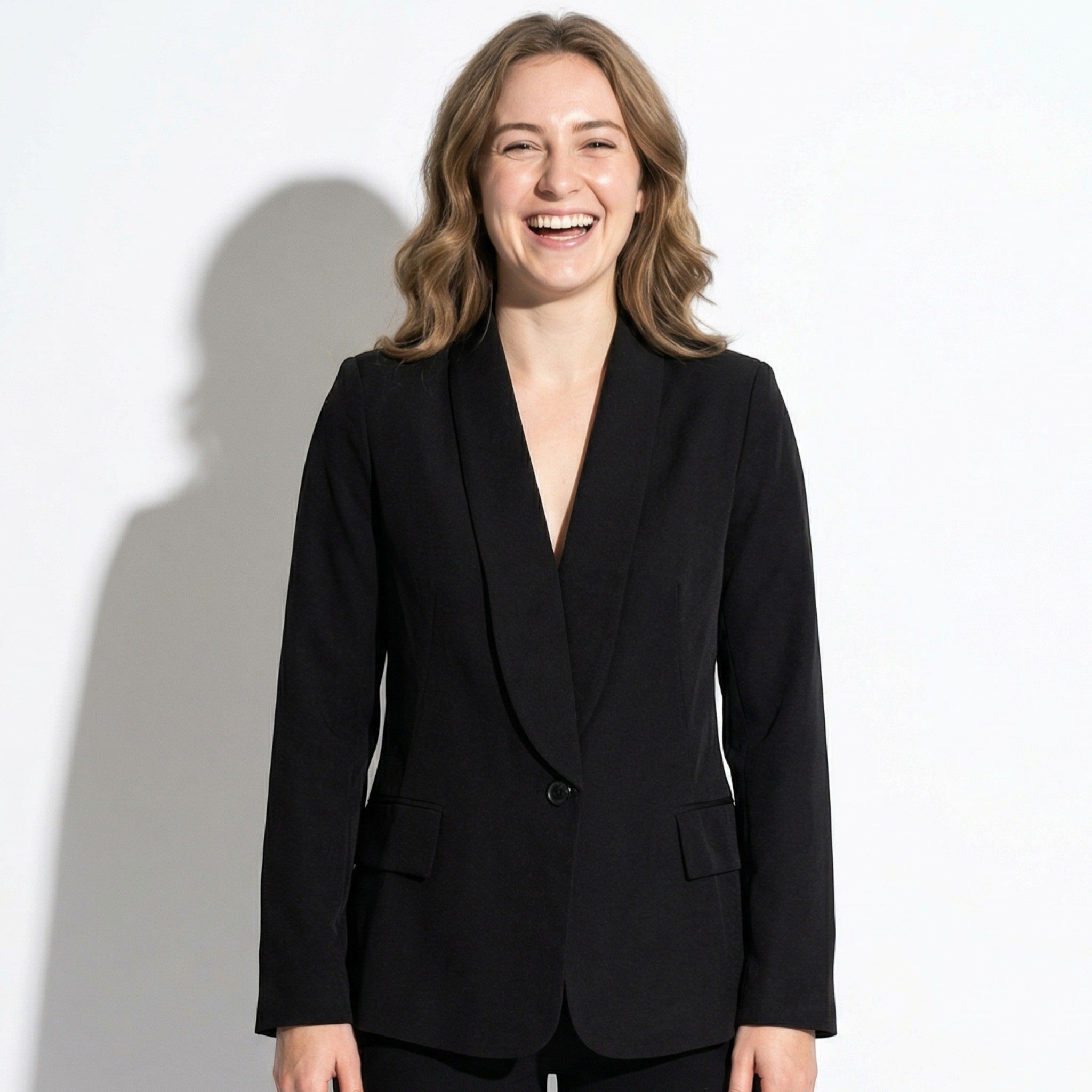 Sophie - Women's Straight Fit Blazer with Structured Front - Blazer - Black - Taylor & Bennett