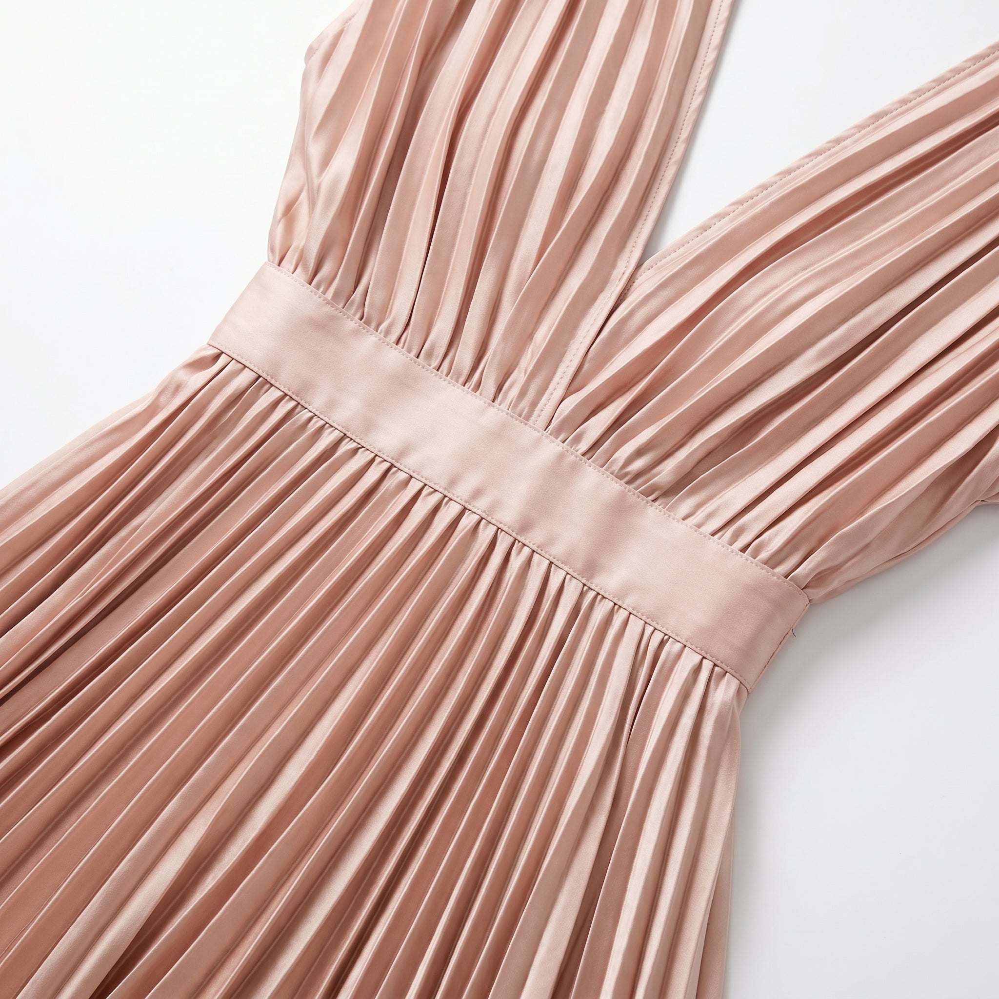Stella - Women's Pleated Maxi Dress - Dress - Beige - Taylor & Bennett