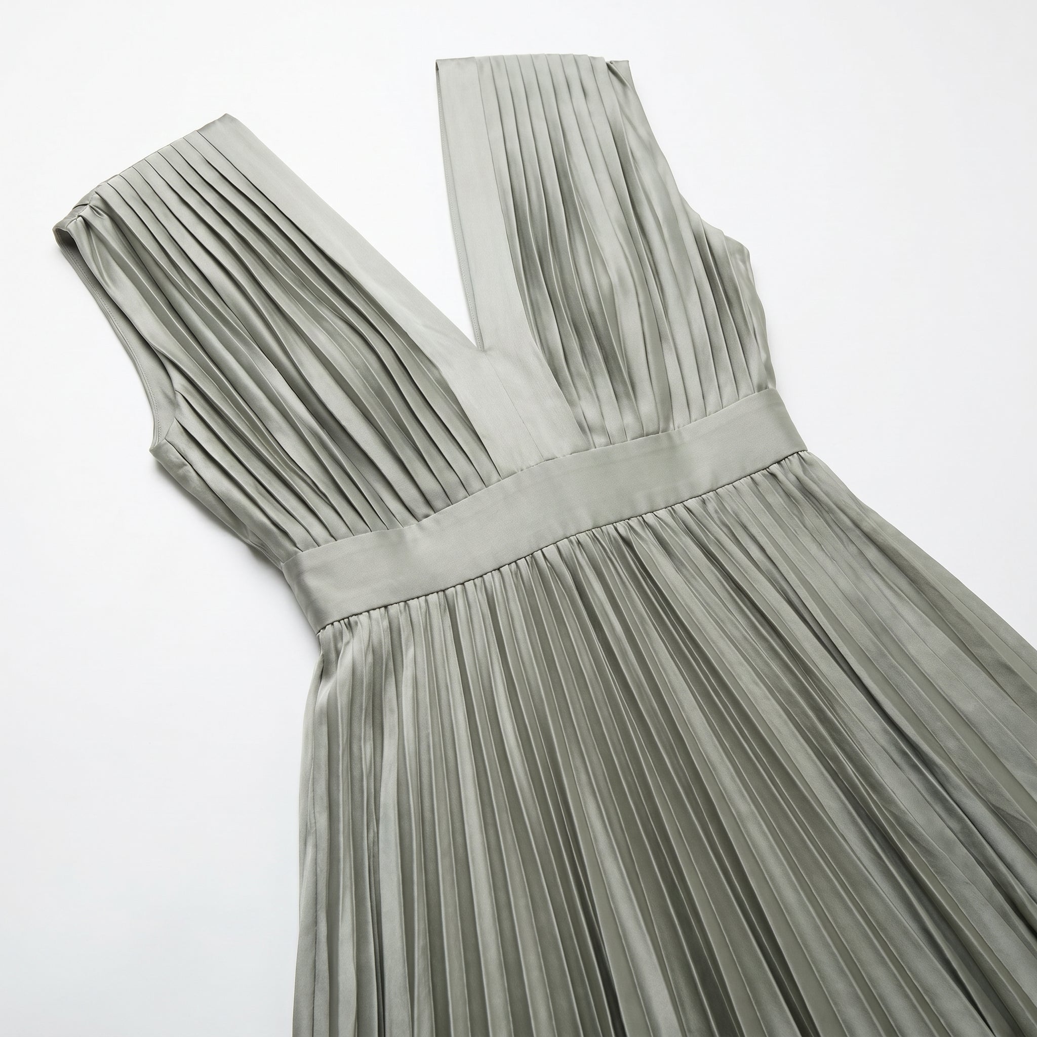 Stella - Women's Pleated Maxi Dress - Dress - Grey - Taylor & Bennett