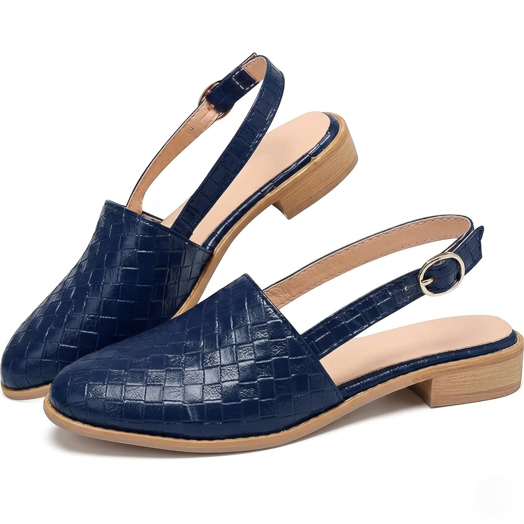 Stella - Women's Woven Pointed - Toe Flat Shoes - Sandals - Blue - Taylor & Bennett