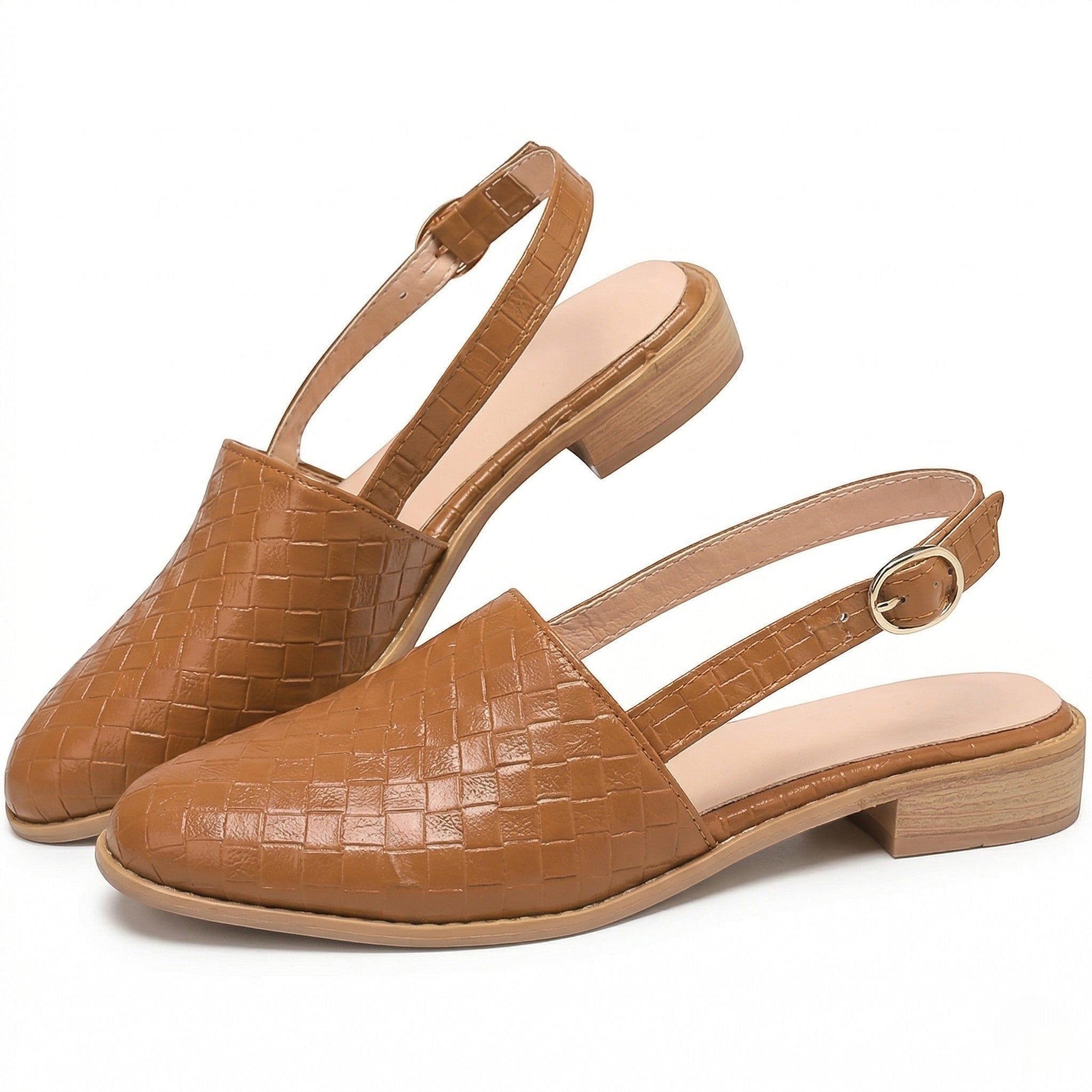 Stella - Women's Woven Pointed - Toe Flat Shoes - Sandals - Light Brown - Taylor & Bennett