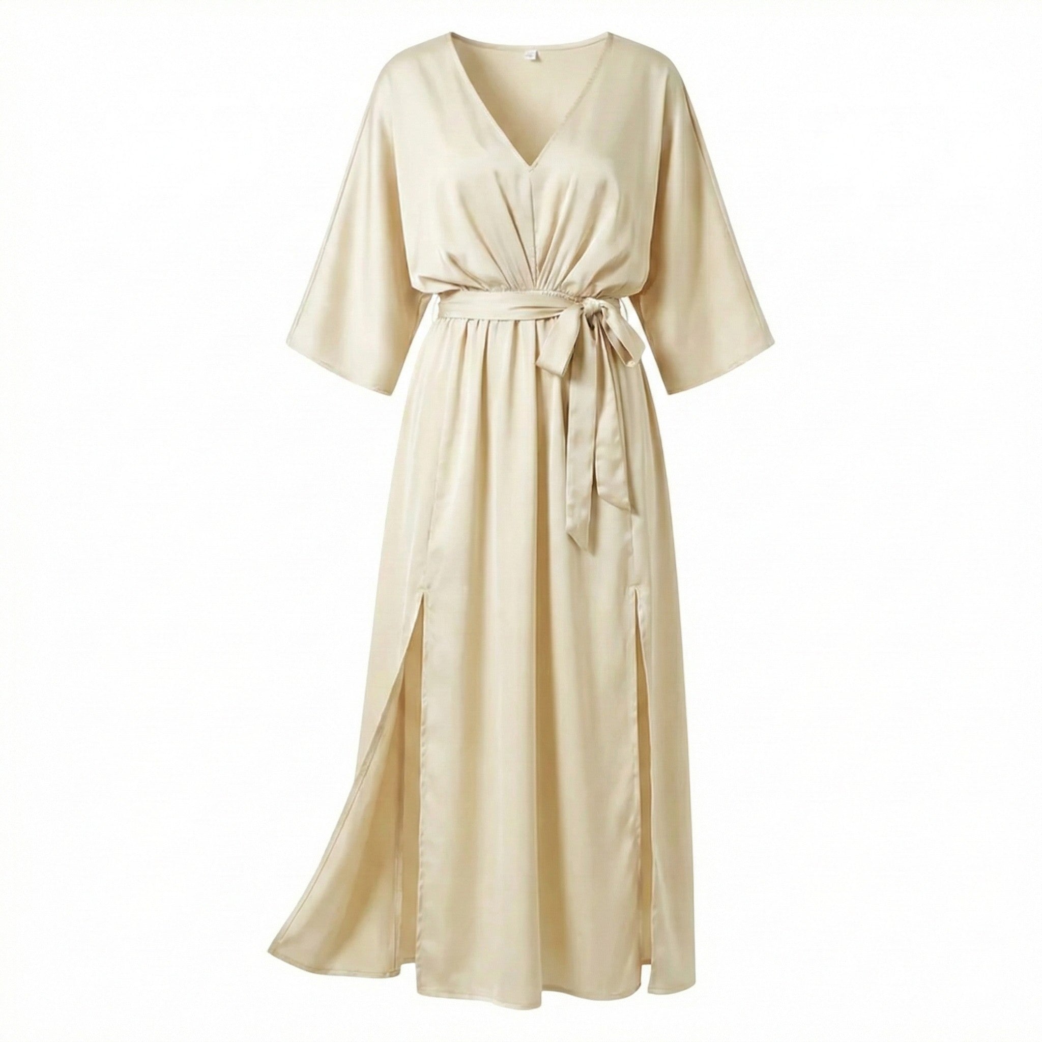 Thea - Women's V - Neck Batwing Sleeve Maxi Dress - Dress - Champagne - Taylor & Bennett