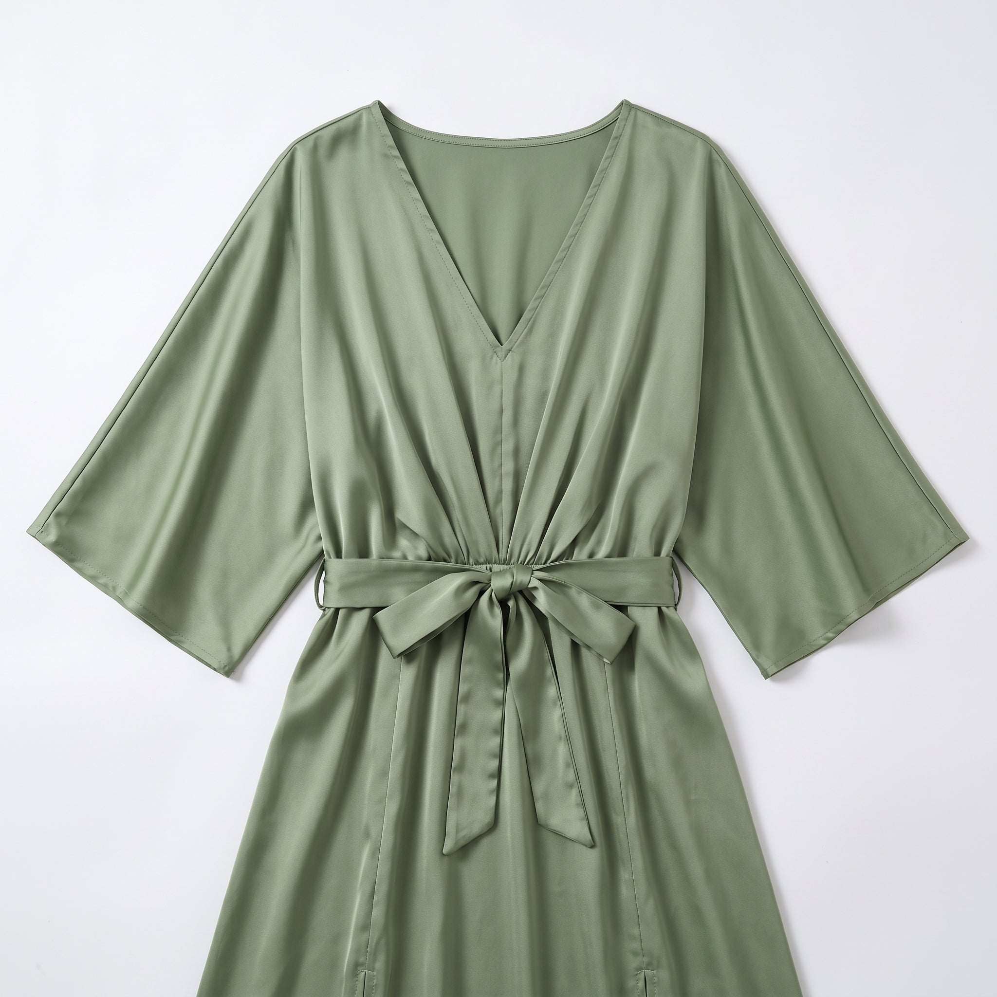 Thea - Women's V - Neck Batwing Sleeve Maxi Dress - Dress - Green - Taylor & Bennett