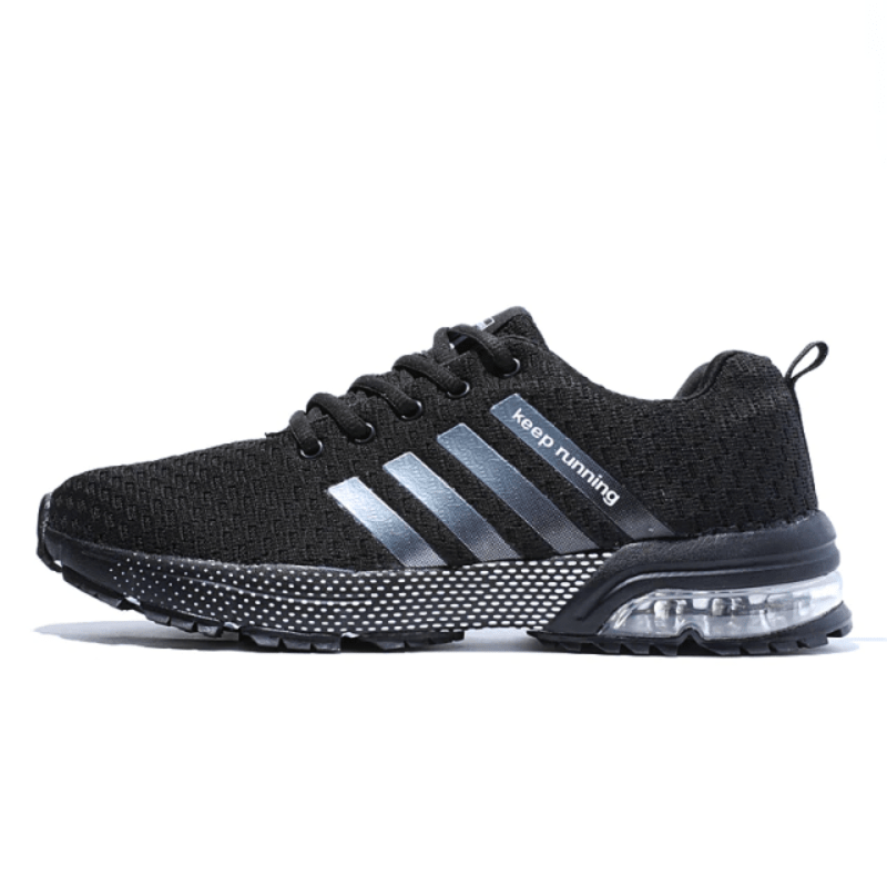 Theo - Men's Orthopaedic Trainers with Striped Detail - Shoes - Black - Taylor & Bennett