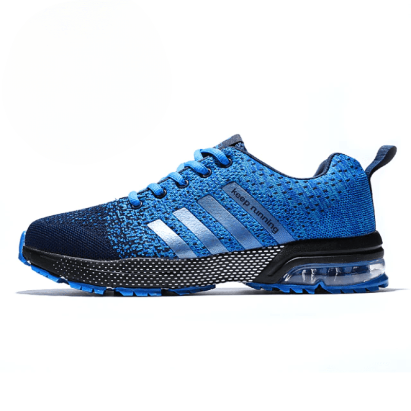 Theo - Men's Orthopaedic Trainers with Striped Detail - Shoes - Blue - Taylor & Bennett