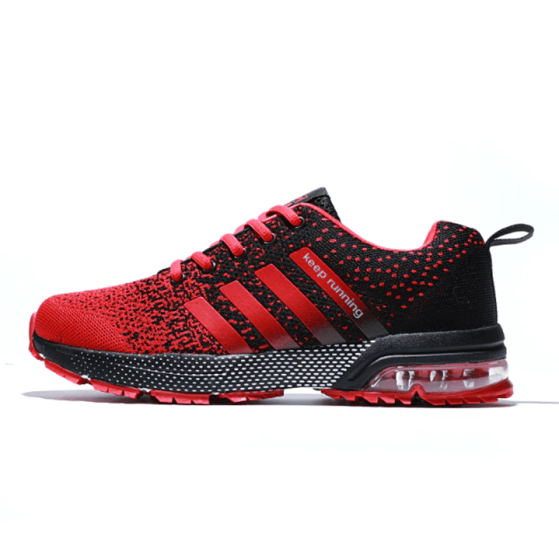 Theo - Men's Orthopaedic Trainers with Striped Detail - Shoes - Red - Taylor & Bennett