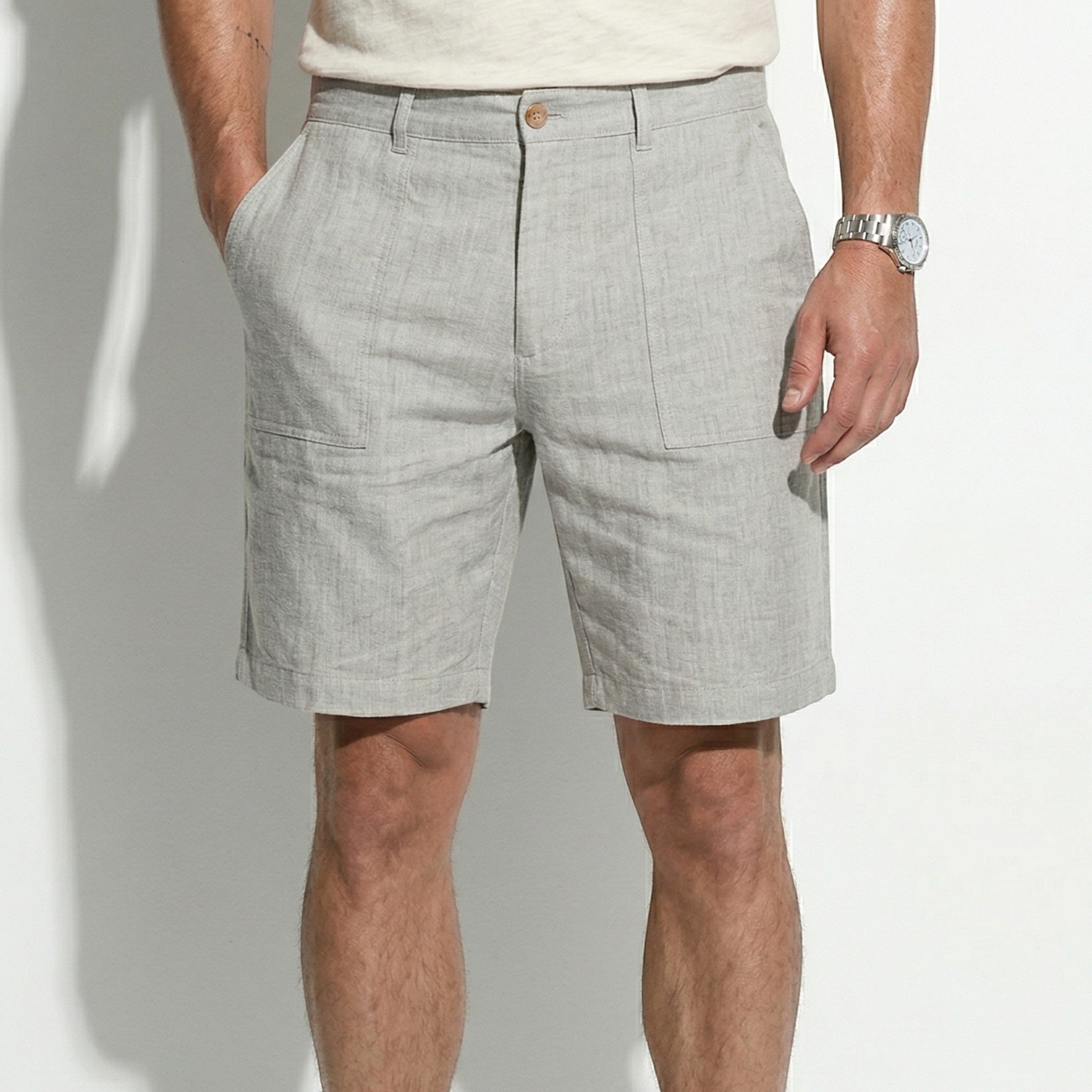 Theo - Men's Relaxed Summer Shorts - Shorts Men - Grey - Taylor & Bennett