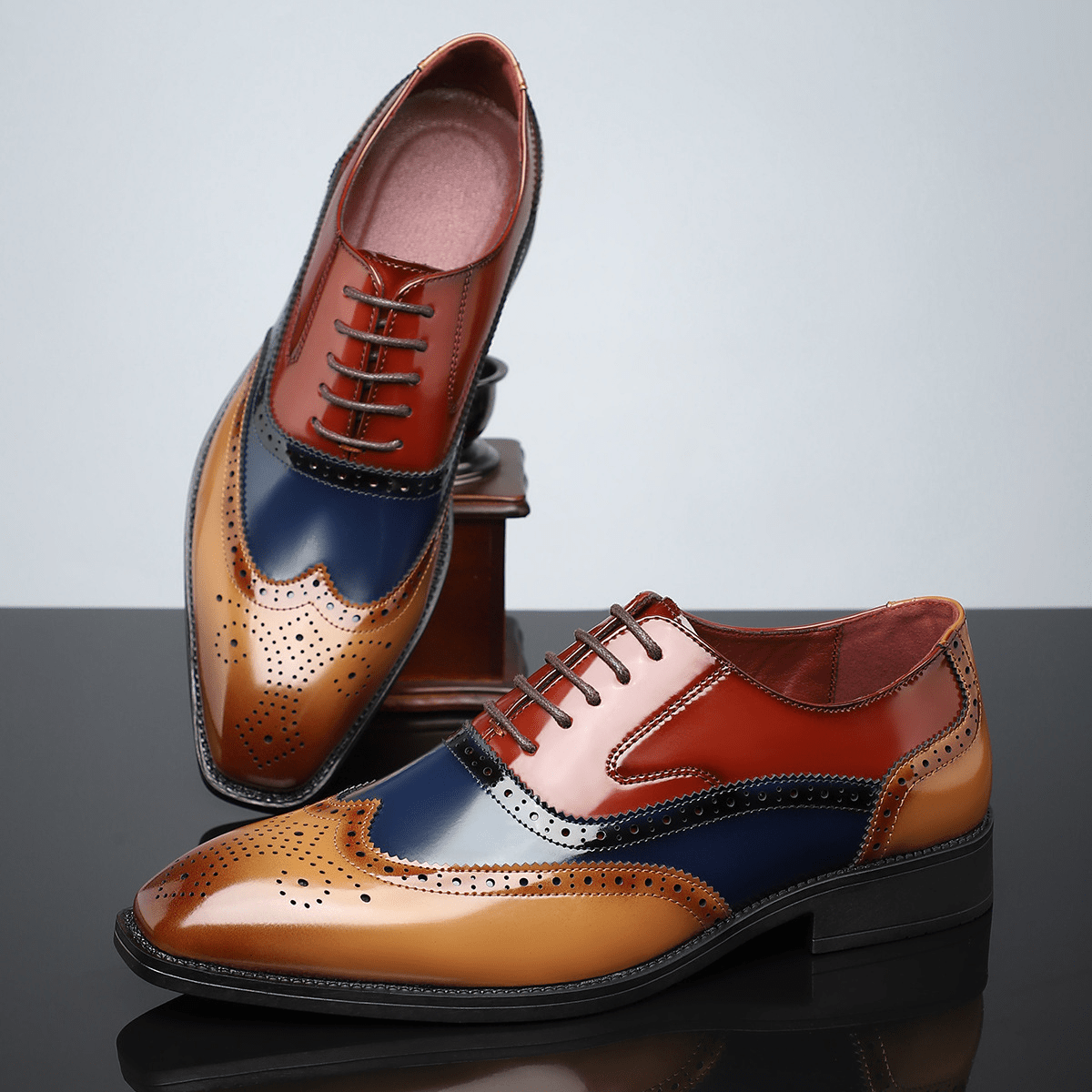 Theodore - Men's Colour Block Brogue Oxford Shoes - Men's Shoes - Brown - Taylor & Bennett