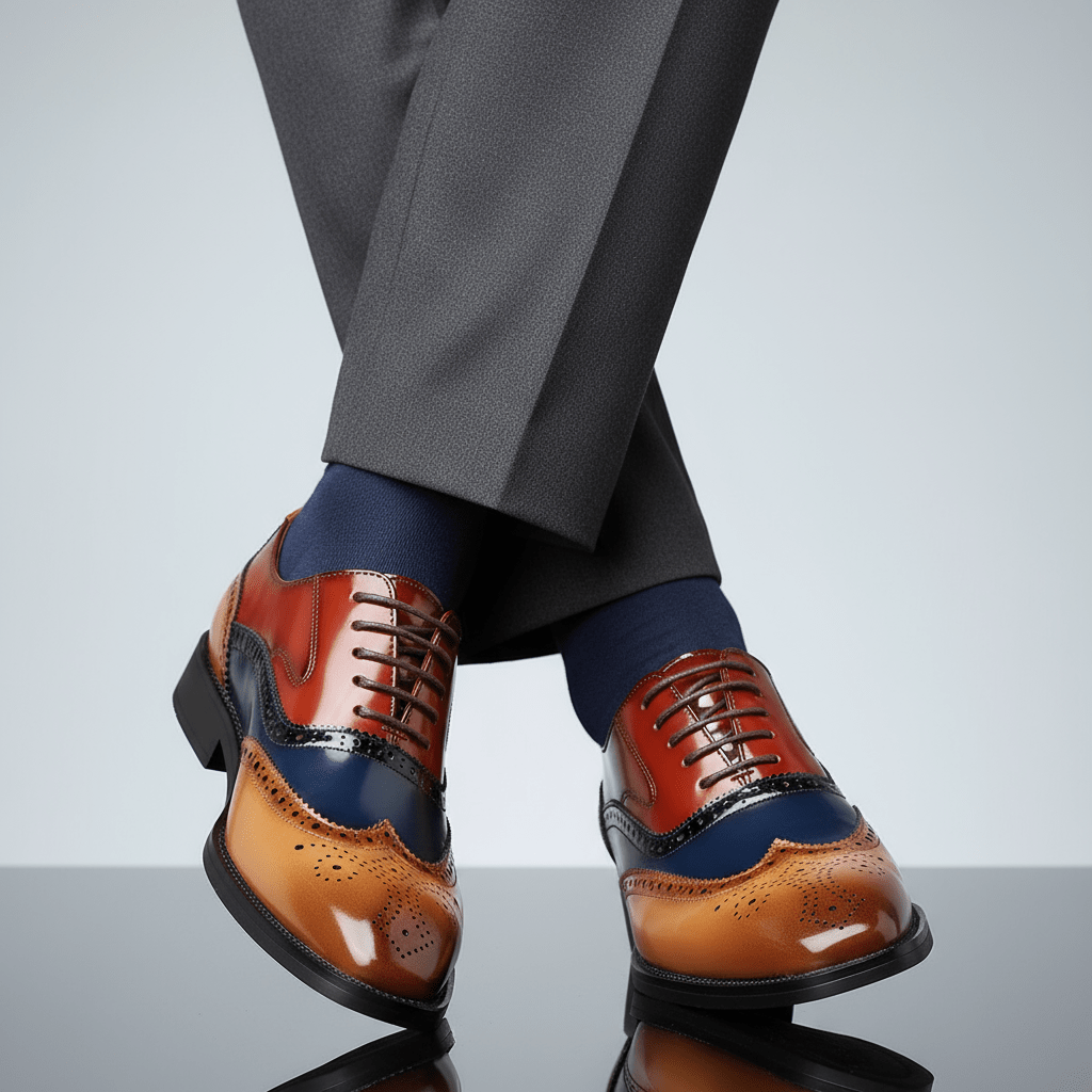 Theodore - Men's Colour Block Brogue Oxford Shoes - Men's Shoes - Brown - Taylor & Bennett