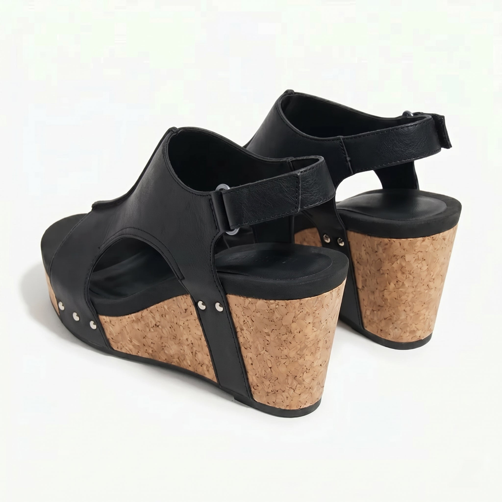 Valery - Women's Open Toe Wedge Sandals - Sandals - Black - Taylor & Bennett