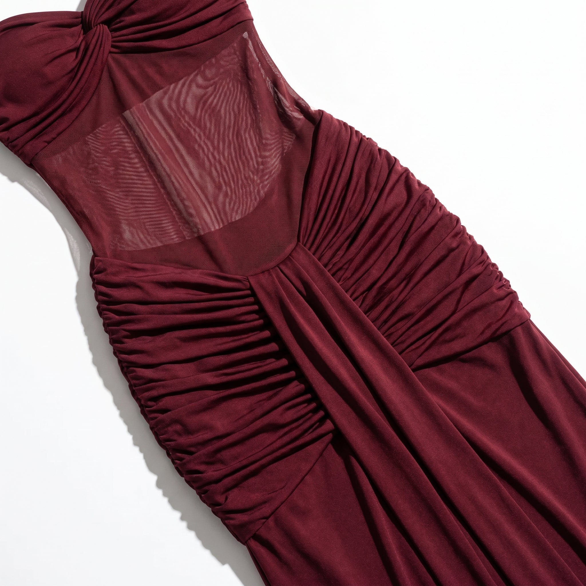 Victoria - Women's Summer Party Ruched Halter Maxi Dress - Dresses - Burgundy - Taylor & Bennett