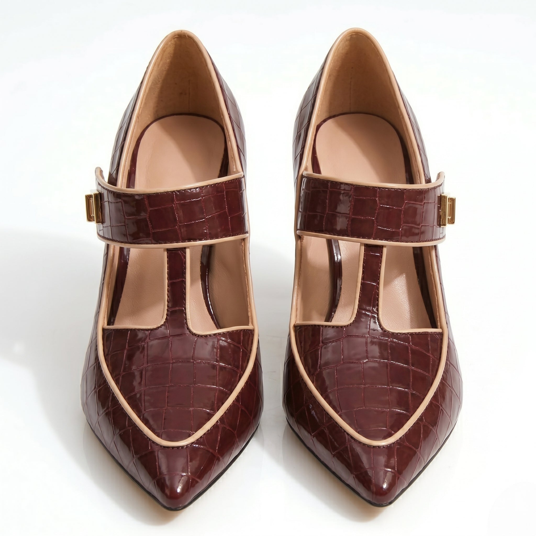 Vivian - Women's Pointed Toe Mary Jane Heels - Sandals & Slides - Burgundy - Taylor & Bennett