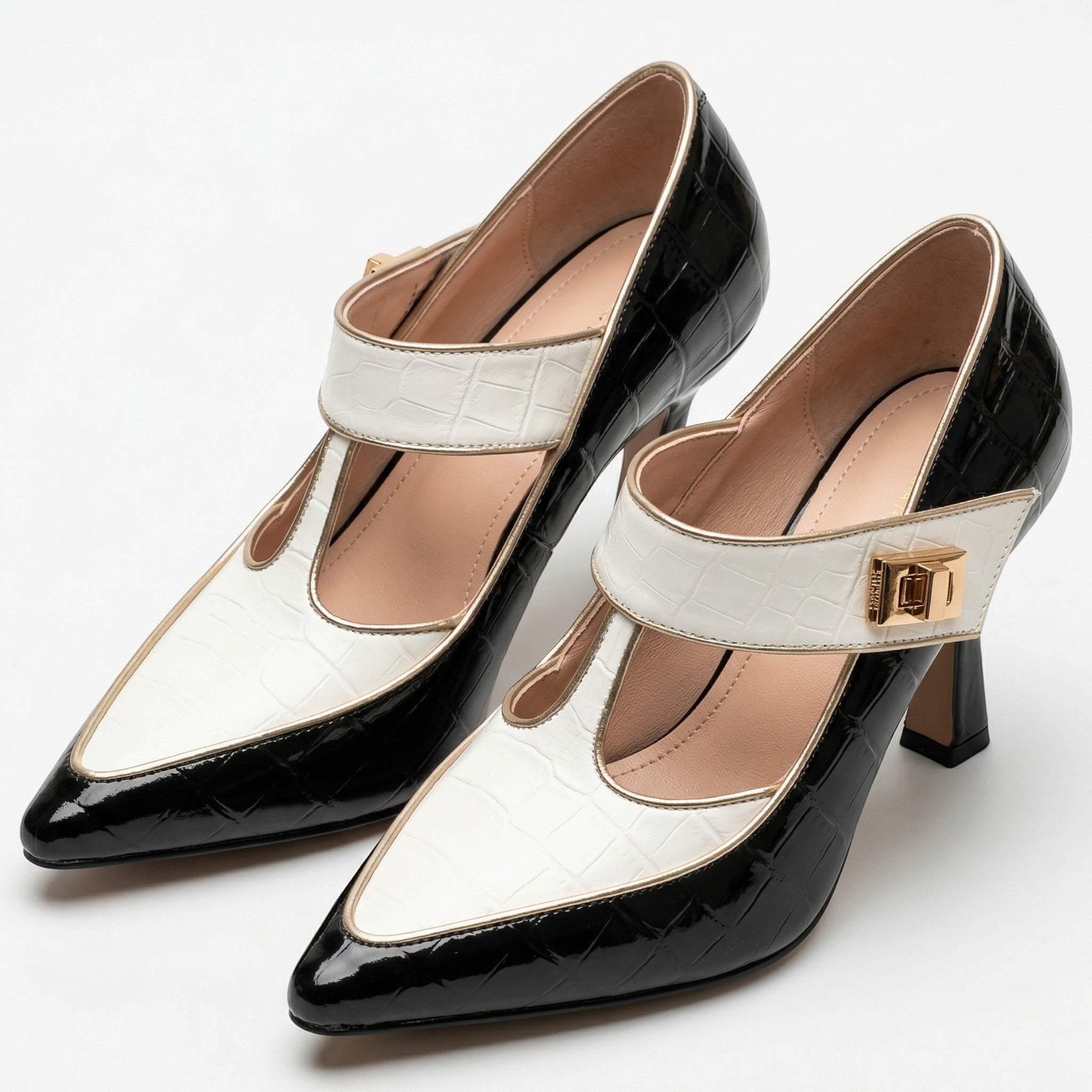 Vivian - Women's Pointed Toe Mary Jane Heels - Sandals & Slides - Black - Taylor & Bennett