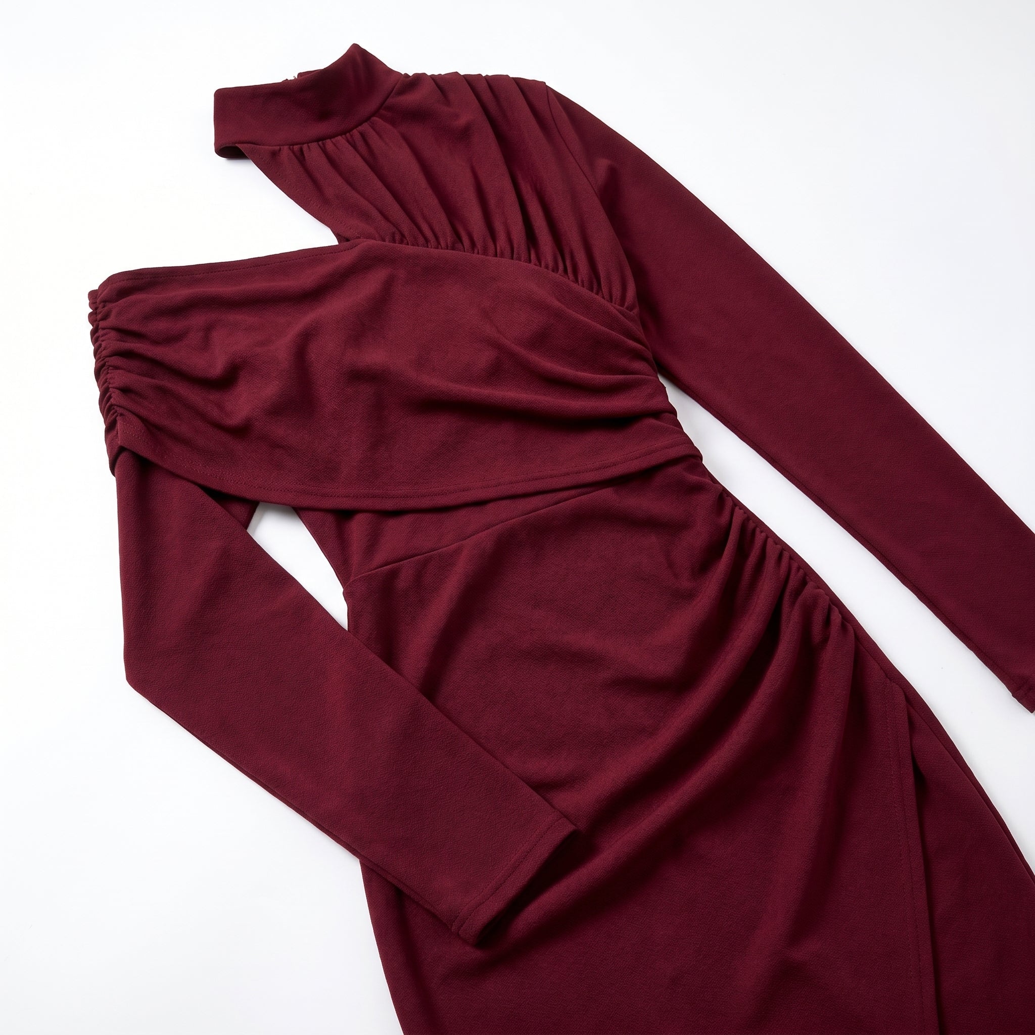 Vivienne - Women's Evening Boycon Turtleneck Midi Dress - Dress - Burgundy - Taylor & Bennett