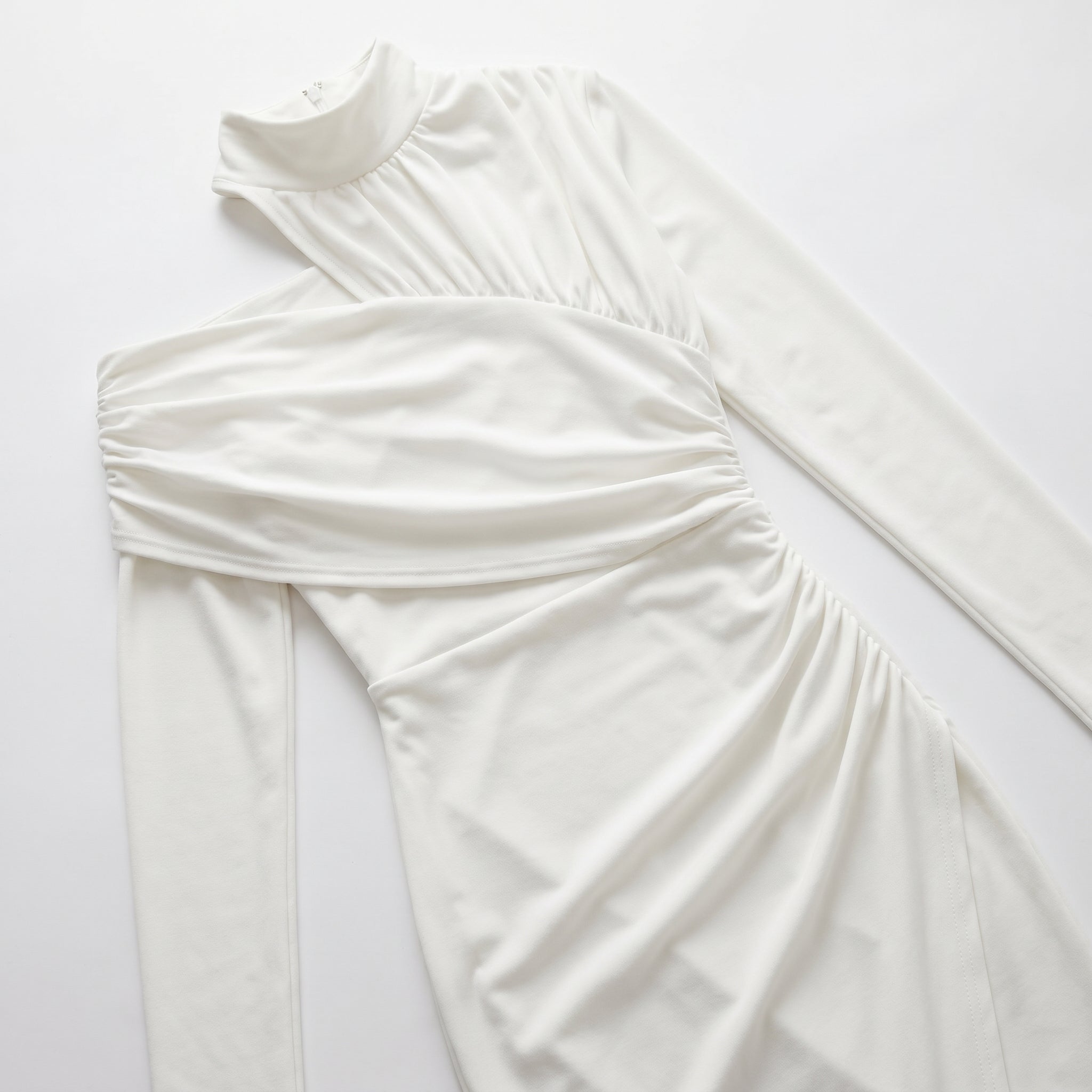 Vivienne - Women's Evening Boycon Turtleneck Midi Dress - Dress - White - Taylor & Bennett