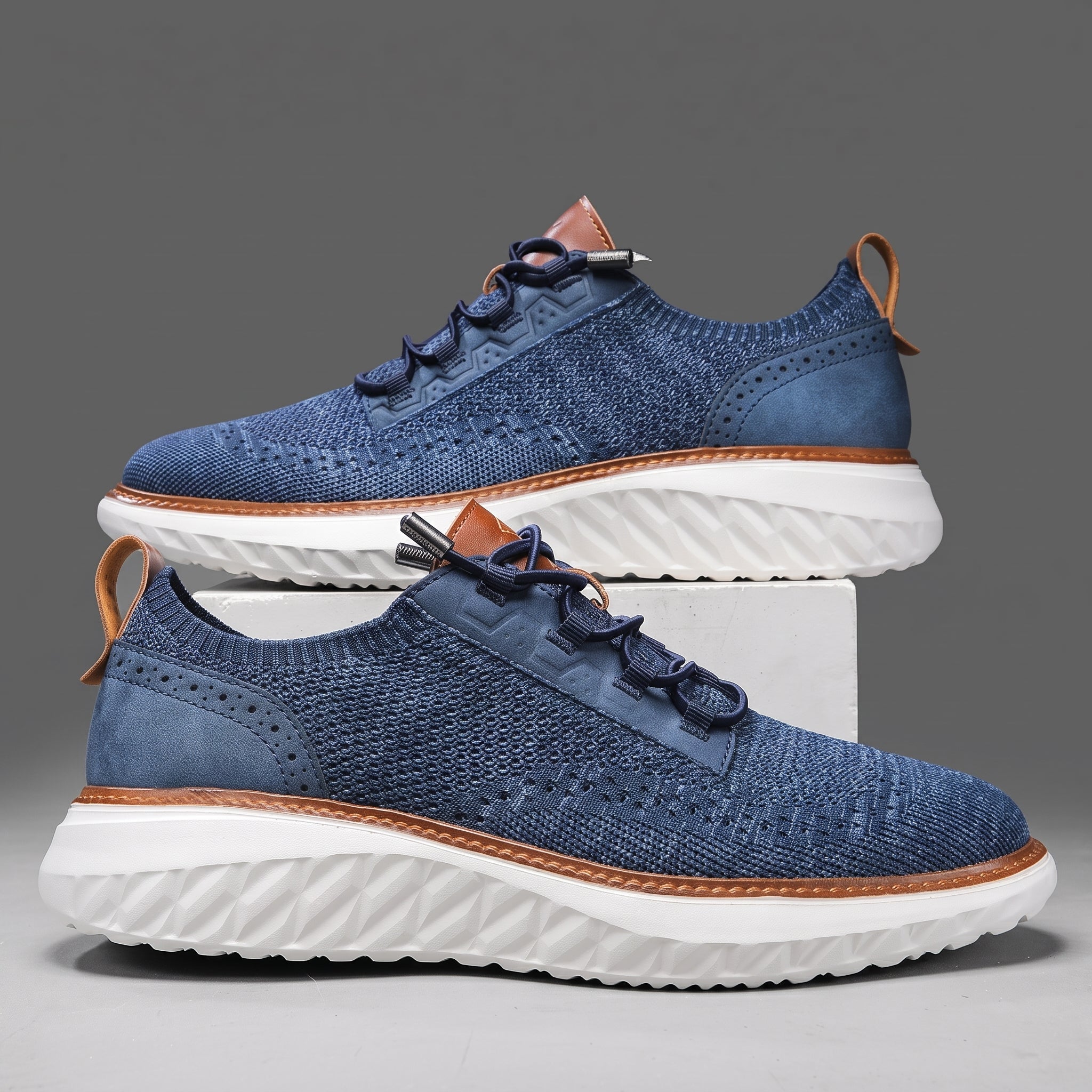 William - Men's Orthopaedic Mesh Cushioned Sole Trainers - Trainers - Blue - Taylor & Bennett