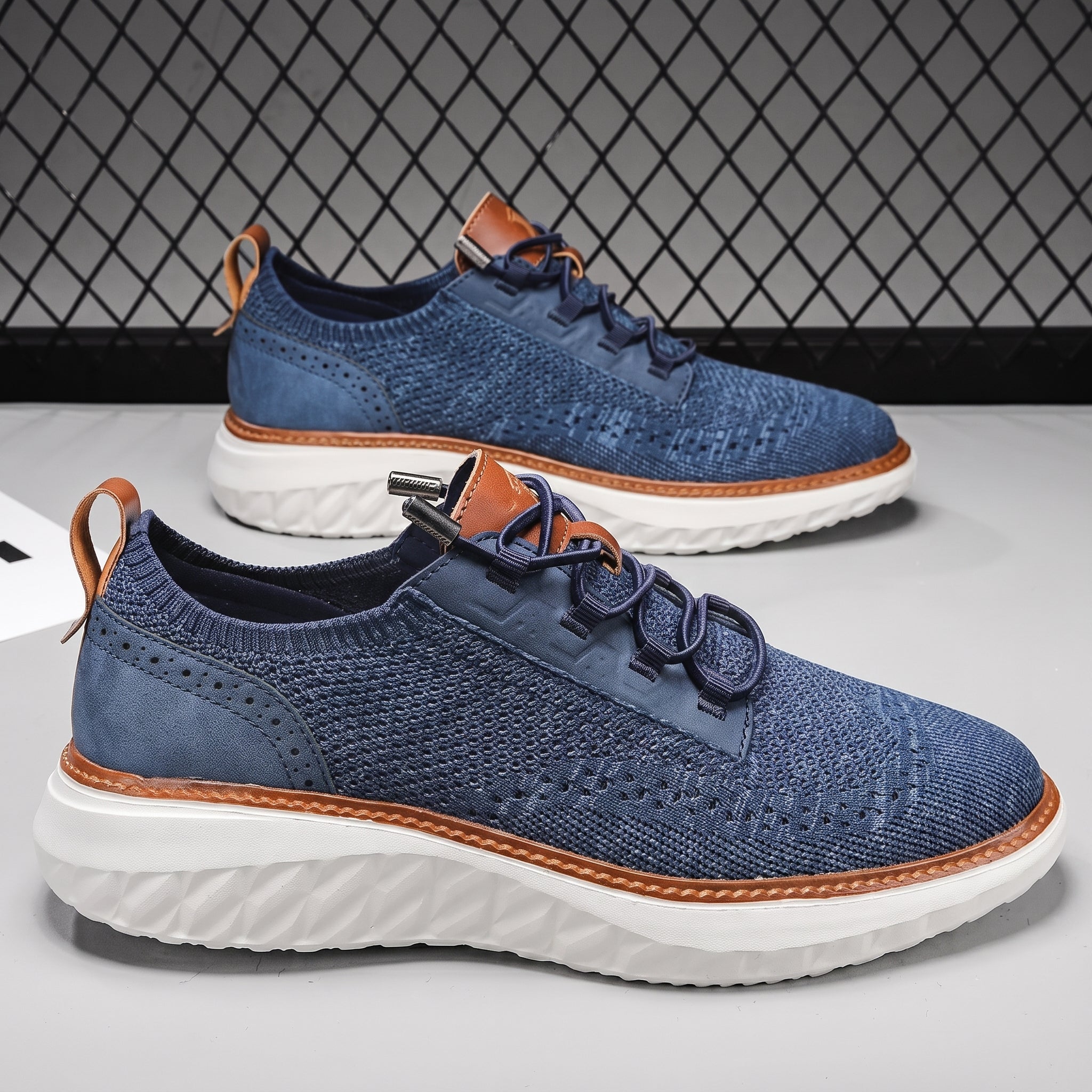 William - Men's Orthopaedic Mesh Cushioned Sole Trainers - Trainers - Blue - Taylor & Bennett