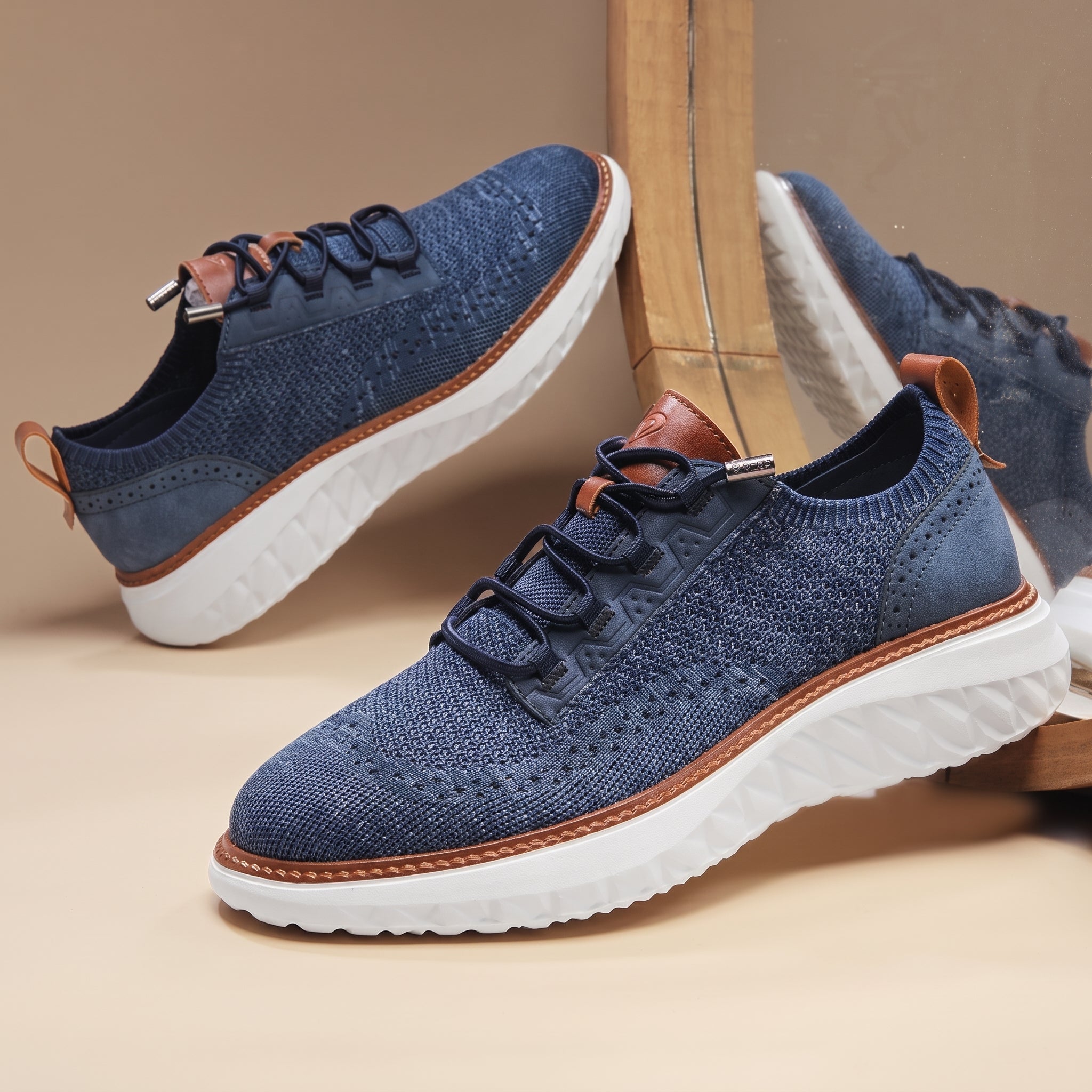 William - Men's Orthopaedic Mesh Cushioned Sole Trainers - Trainers - Blue - Taylor & Bennett