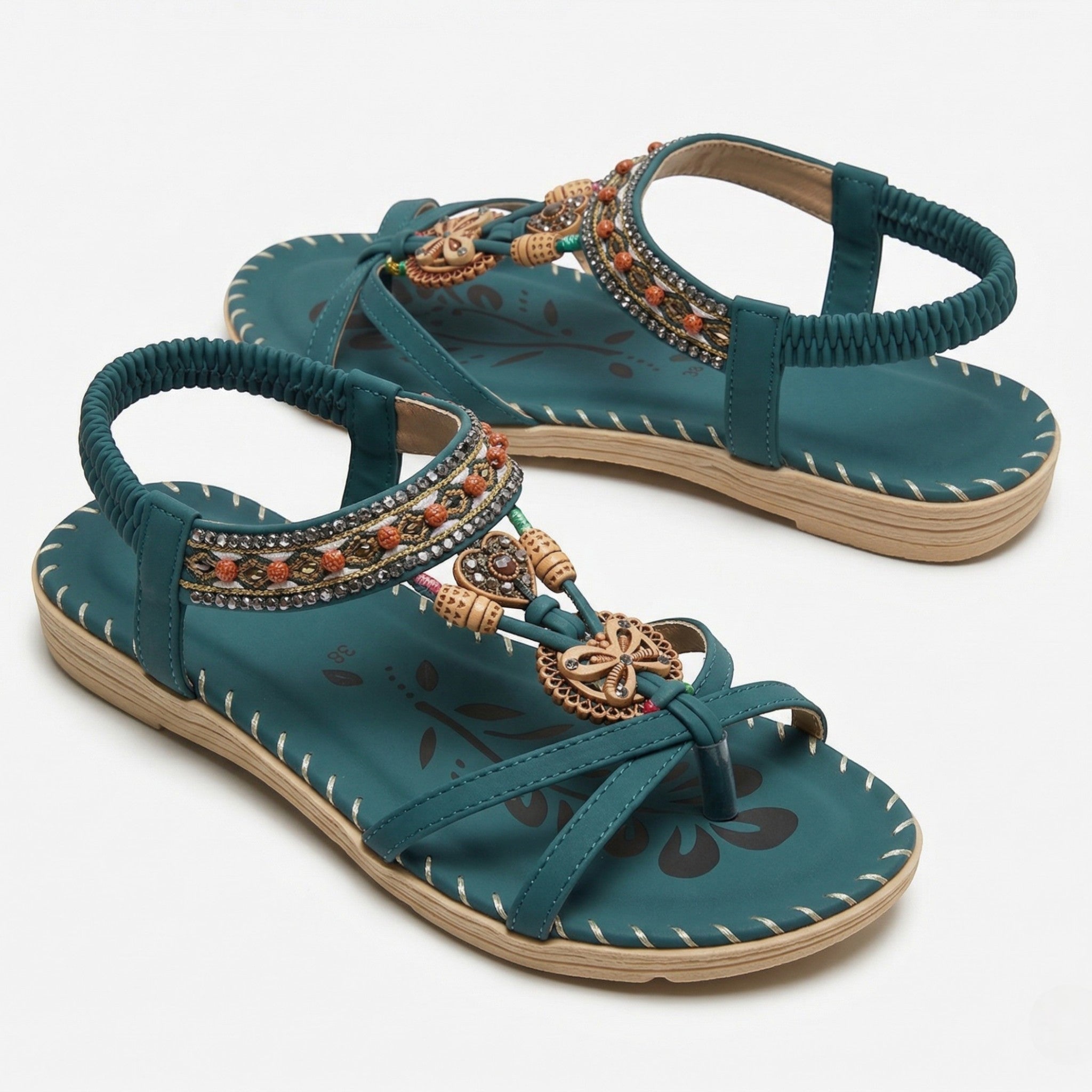 Zoe - Women's Boho Flat Sandals - Sandals - Green - Taylor & Bennett