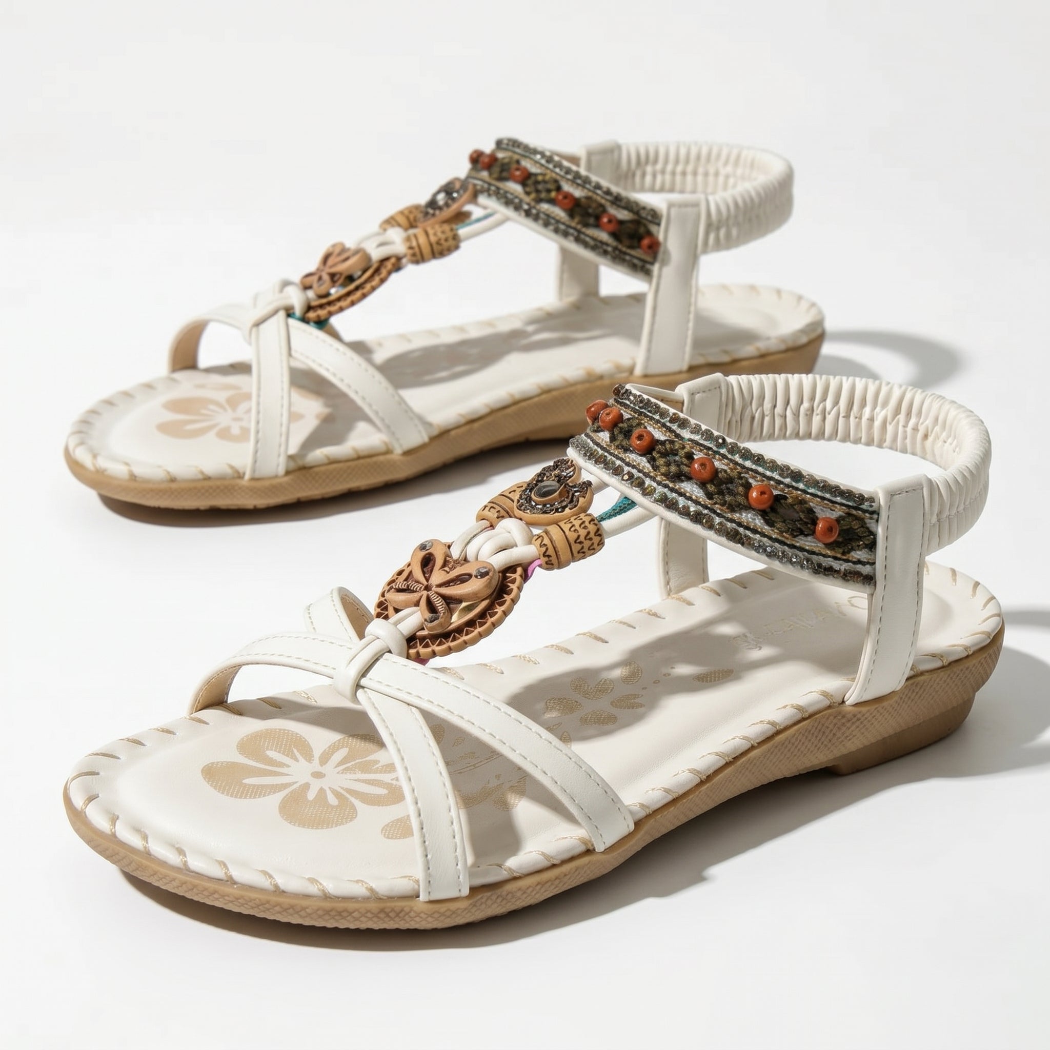Zoe - Women's Summer Boho Flat Sandals - Sandals - White - Taylor & Bennett