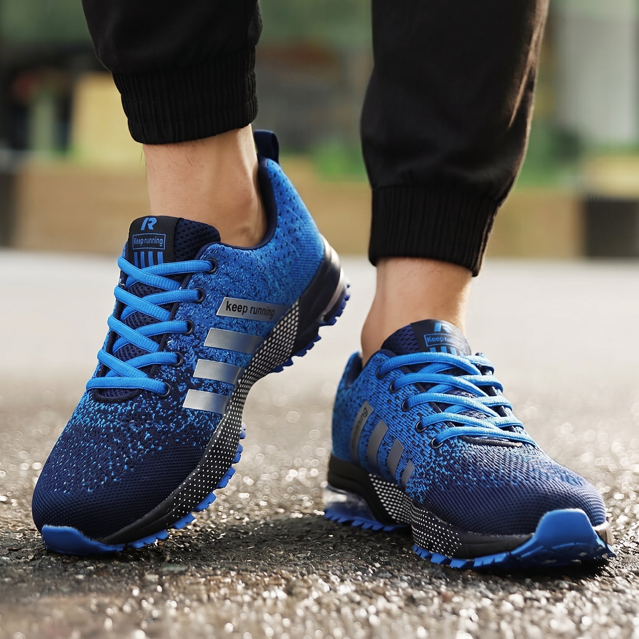 Theo - Men's Orthopaedic Trainers with Striped Detail