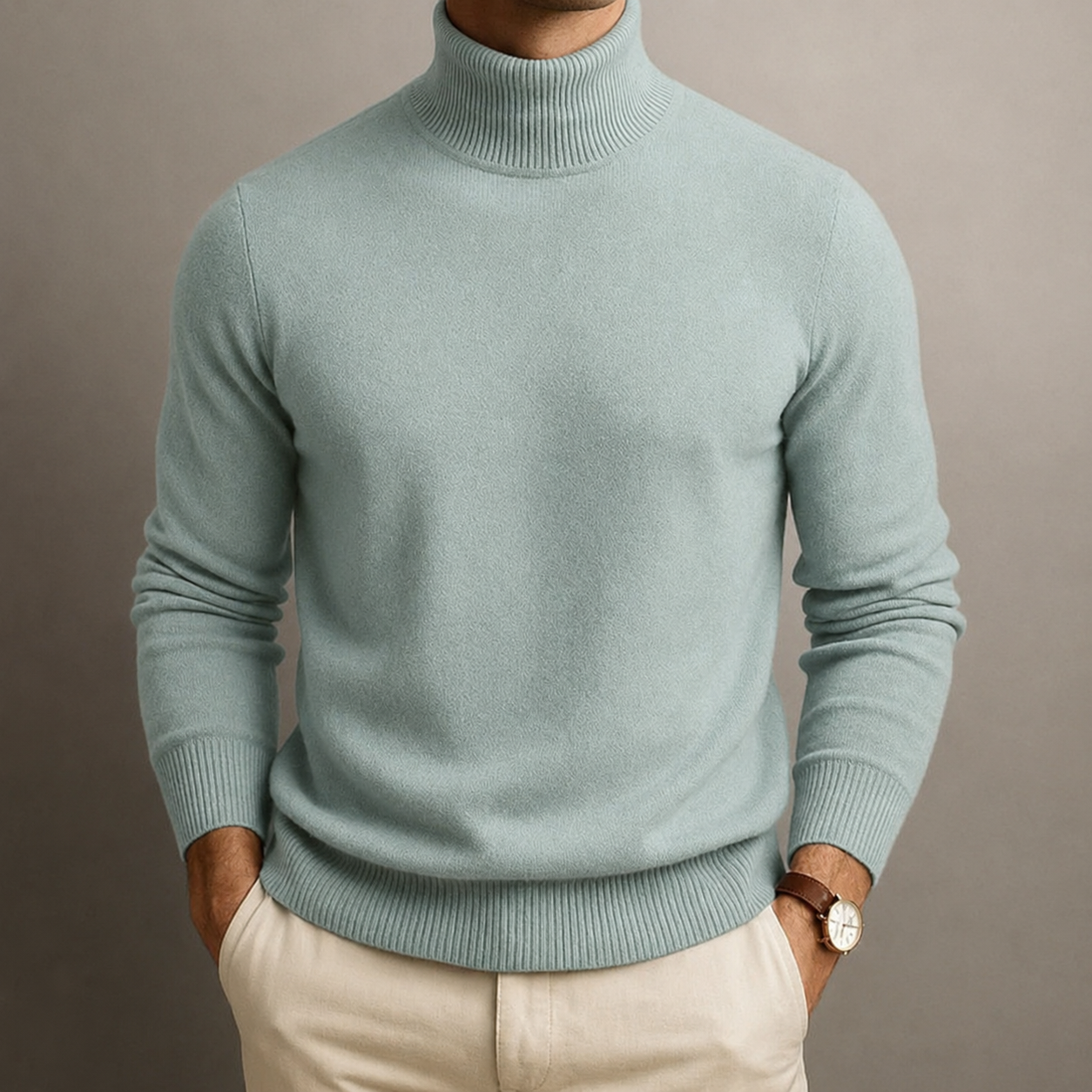 James - Men's Turtleneck Jumper with Ribbed Trim