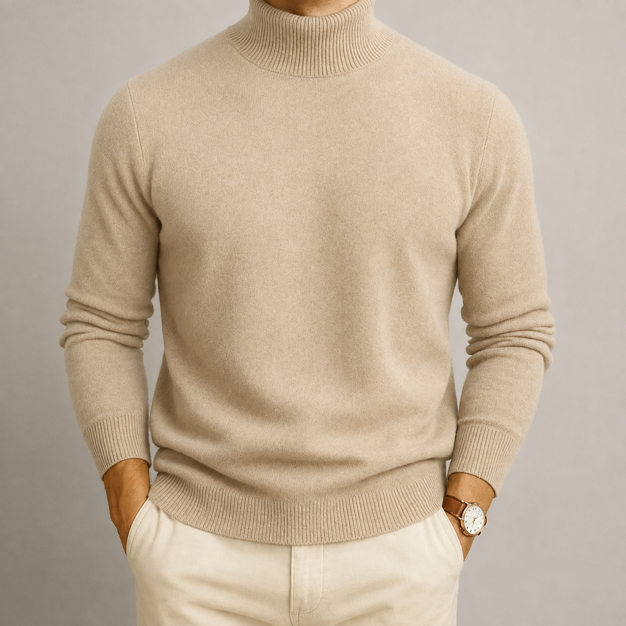 James - Men's Turtleneck Jumper with Ribbed Trim