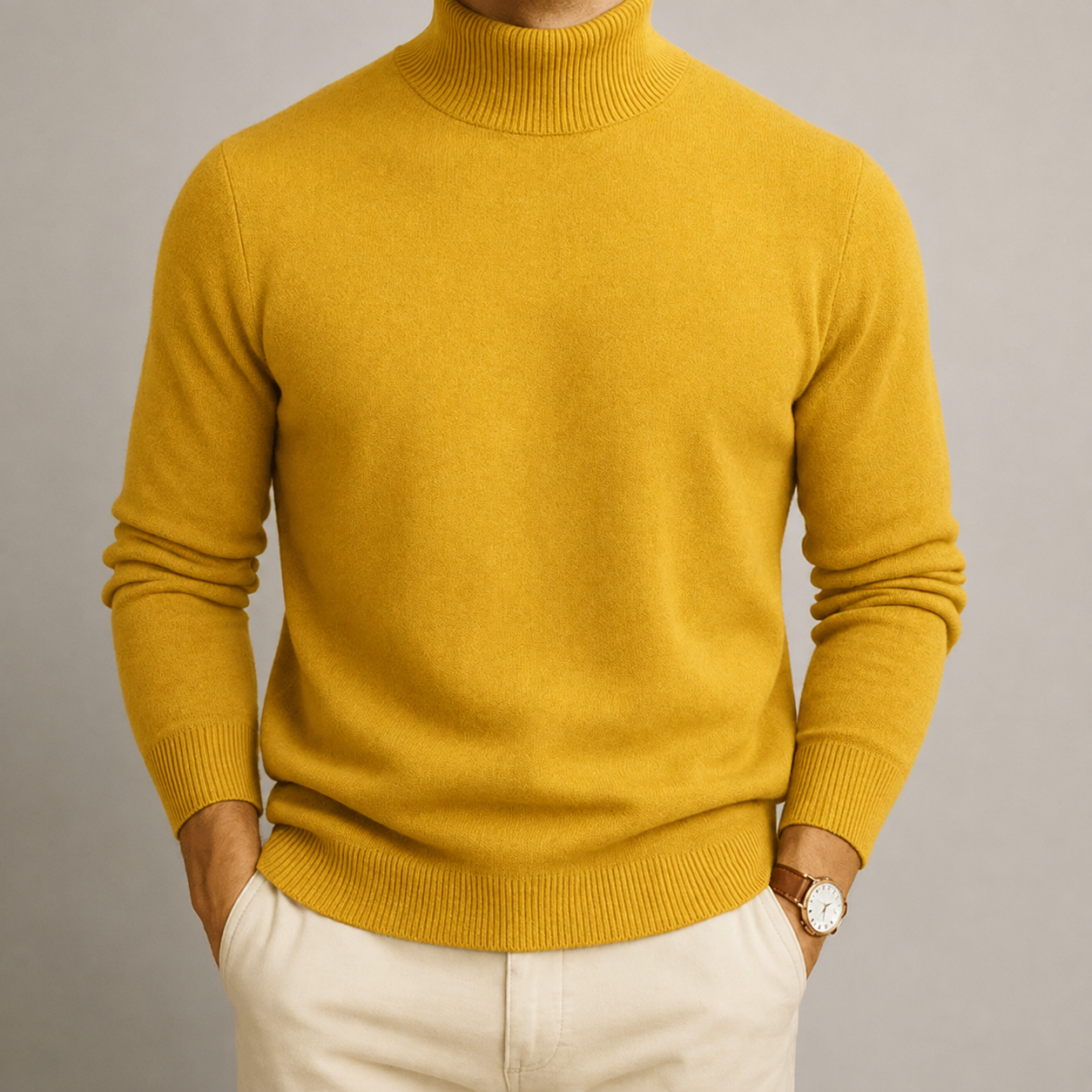 James - Men's Turtleneck Jumper with Ribbed Trim
