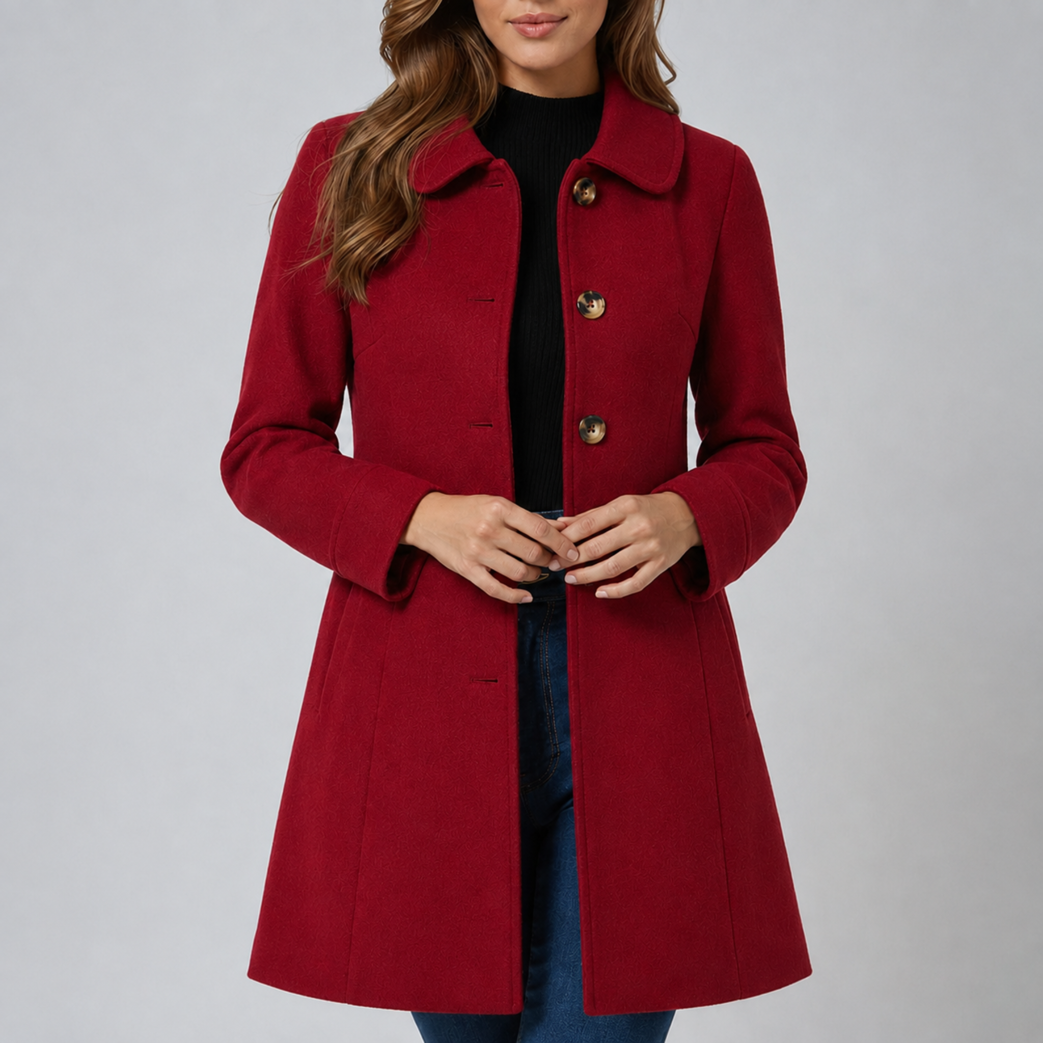 Charlotte - Women's Single-Breasted Tailored Coat with Turn-Down Collar