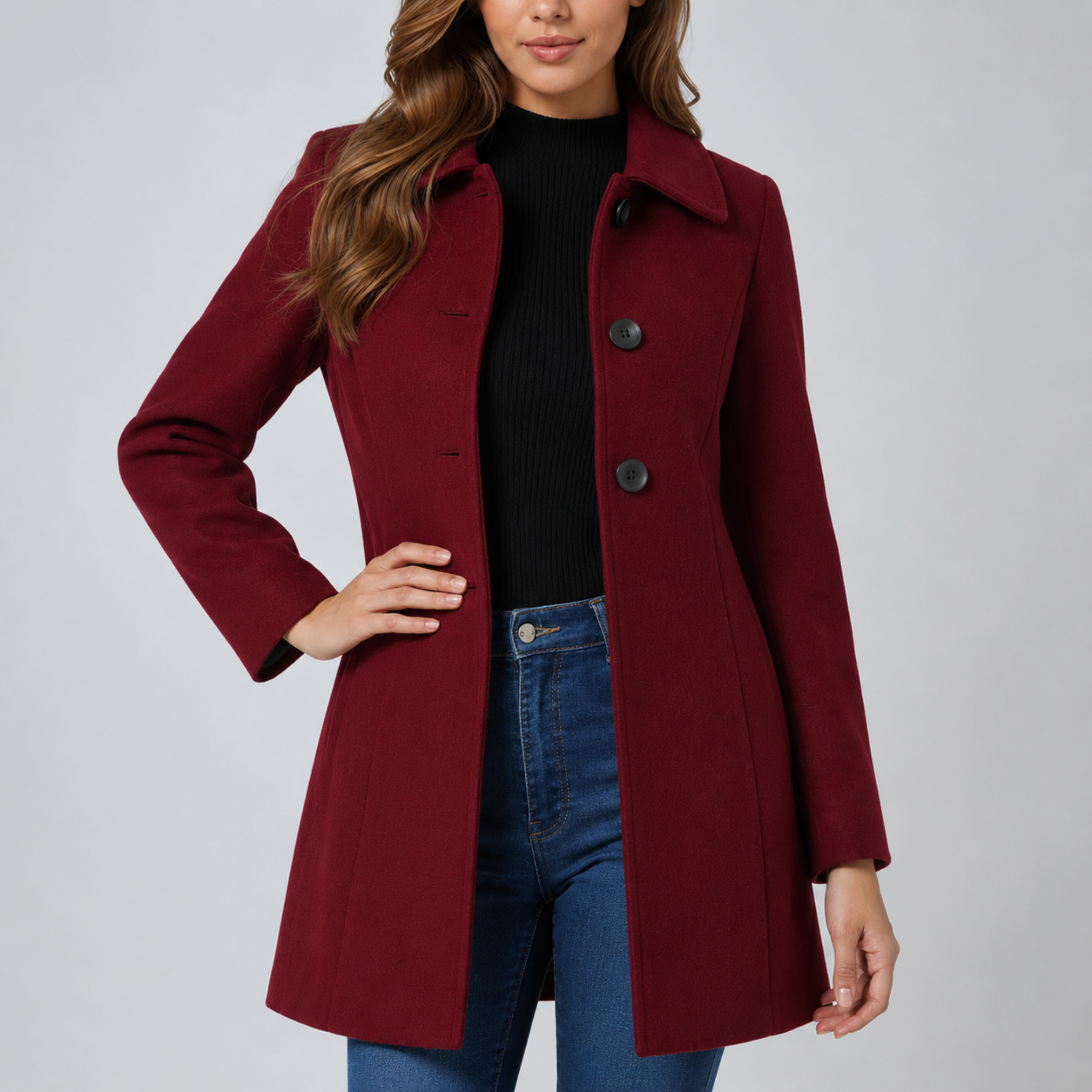 Charlotte - Women's Single-Breasted Tailored Coat with Turn-Down Collar