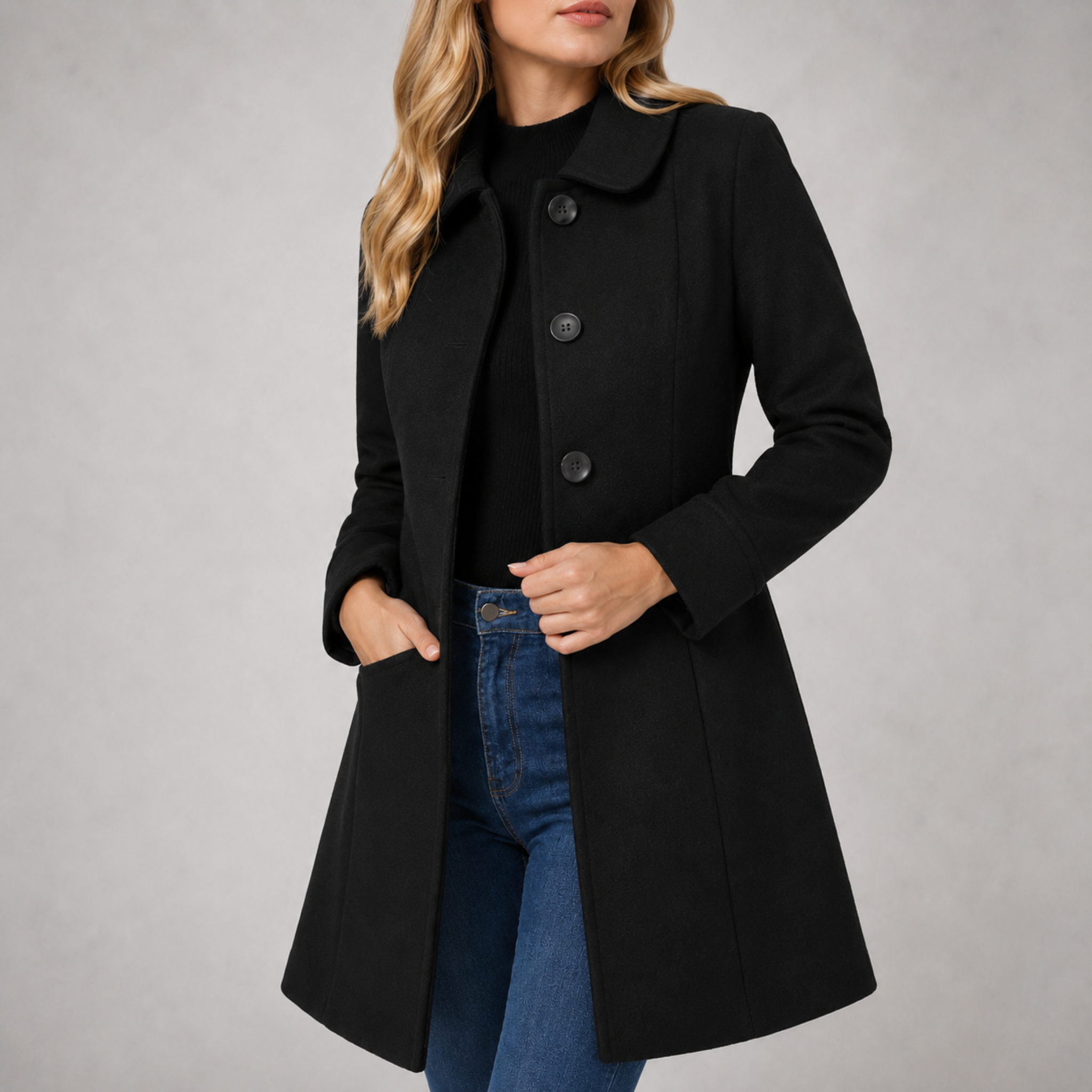 Charlotte - Women's Single-Breasted Tailored Coat with Turn-Down Collar